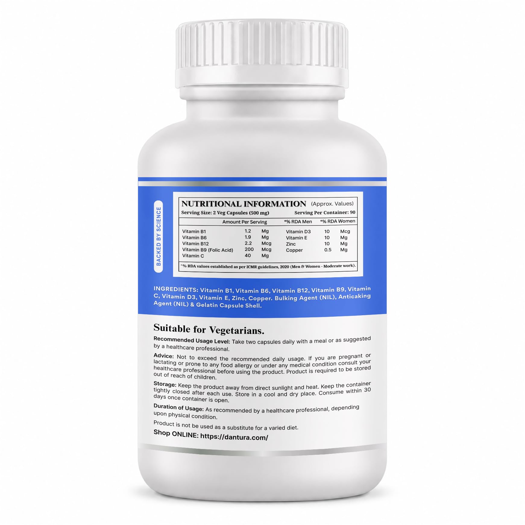 NIT Nerve Booster – 500 mg Veg Capsules | Nerve Health Support with Vitamin B9, B12, Iron & Zinc | Dantura Botanics (90) — Amazon image 2
