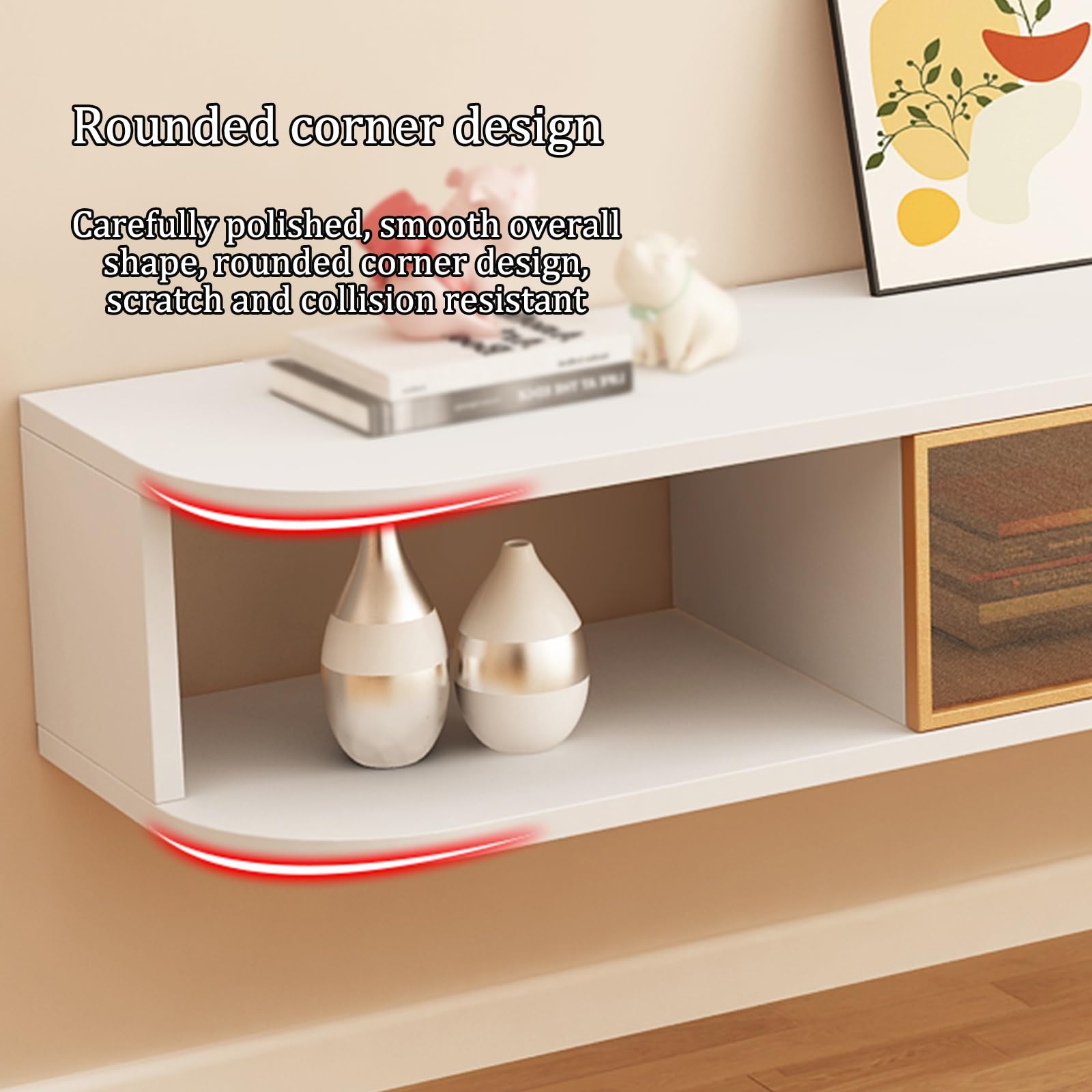 Mobile TV sospeso Moderno da Parete con Contenitore - Elegante Centro di intrattenimento per Soggiorno, Finitura Bianca, 160x24x20 cm, Design salvaspazio