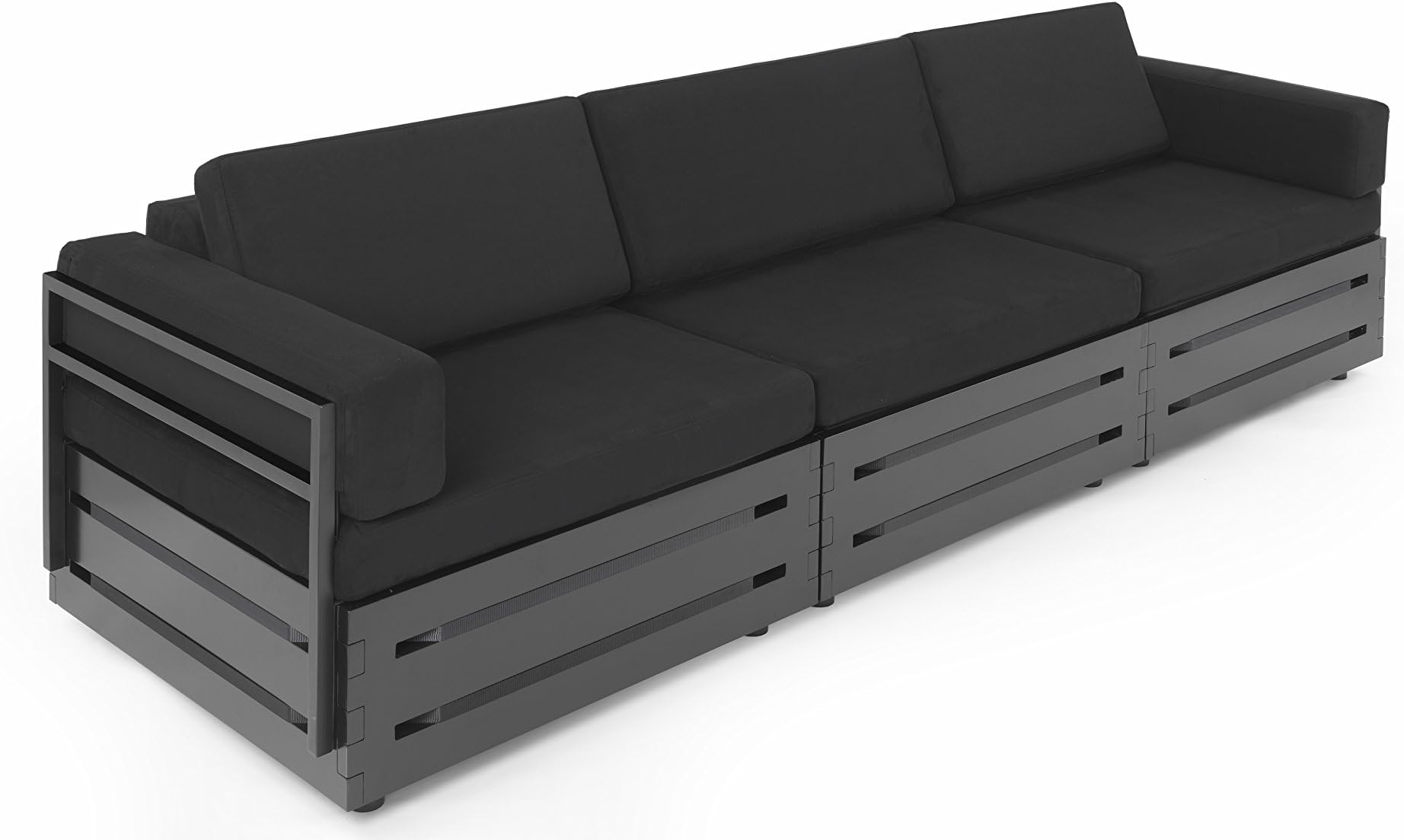 Sectional 3 Piece Couch with Built in Storage and Microfiber Washable Covers, Full Size, Black