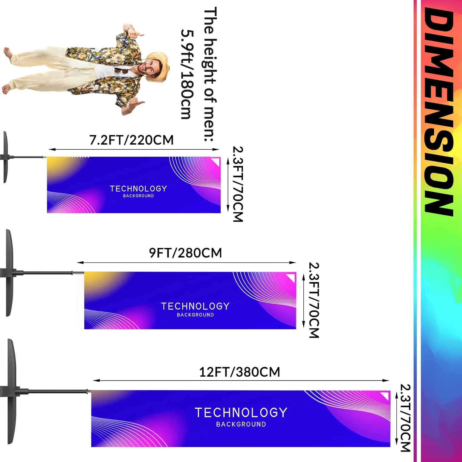 Custom Advertising Rectangle Flags with Optional Pole Kit for Business Personalized Double Sided Feather Banner Flags for Outside Print Your Own Logo/Design/Text