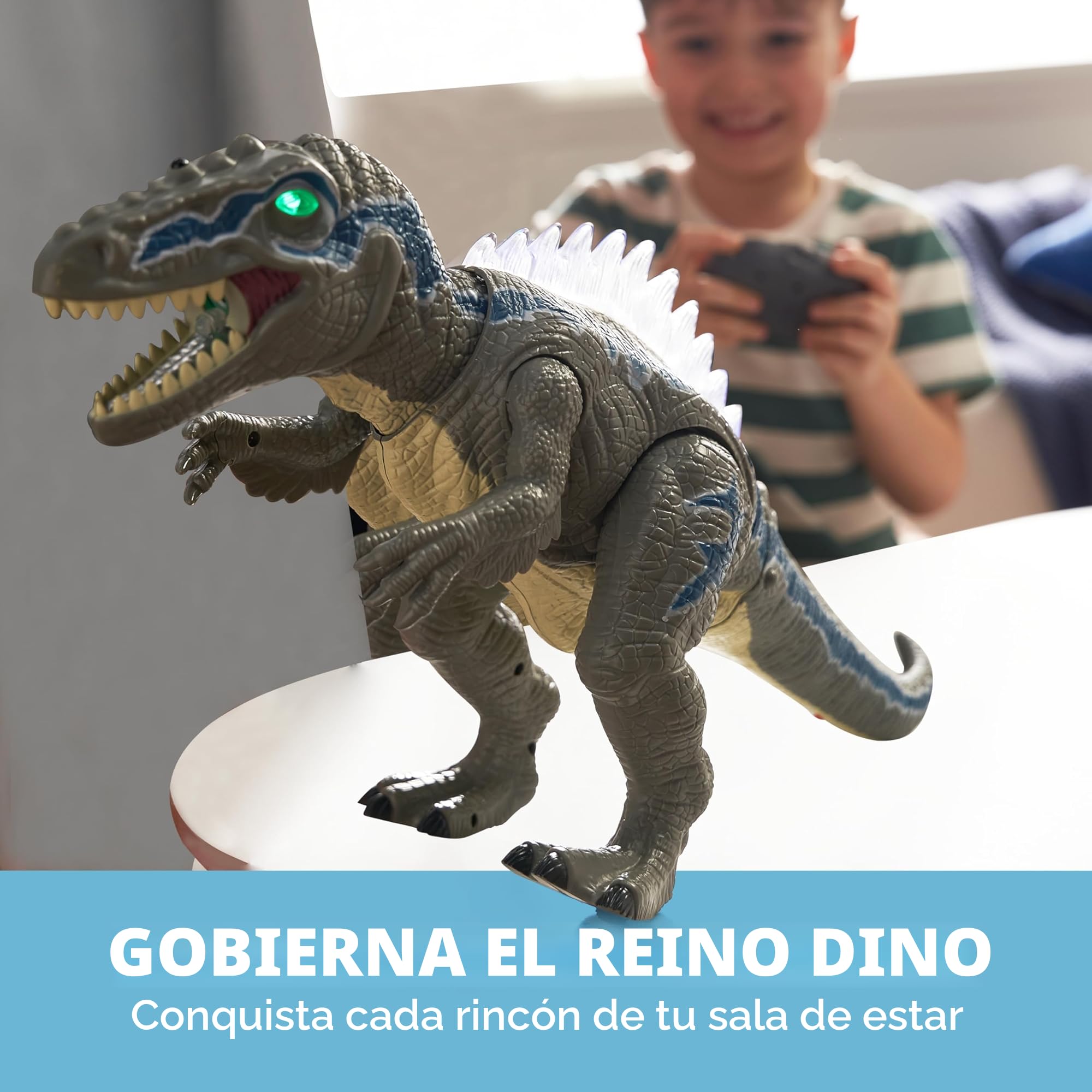 SYNCFUN Juguetes de Dinosaurios de Control Remoto para Niños y Niñas de 3 4 5 6 7 Años, Dinosaurios T-Rex Realistas Que Caminan y Rugen, Regalo de Cumpleaños y Navidad para Niños y Niñas Qequeños