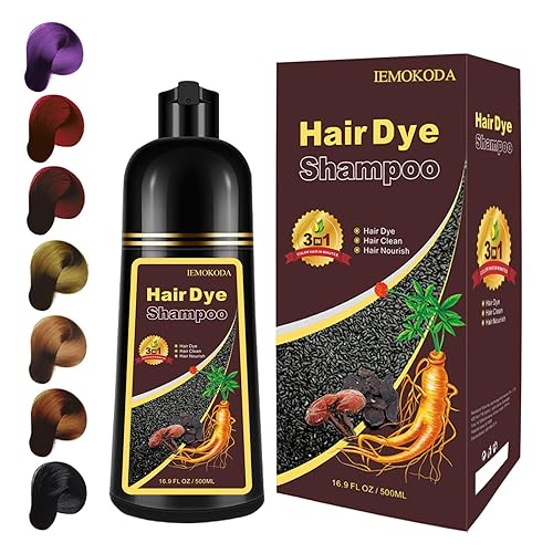 Miniatura 9 de Champú de tinte para el cabello castaño oscuro 3 en 1, 100% cobertura de cabello gris, colores semipermanentes en 15 minutos, tinte para cabello
