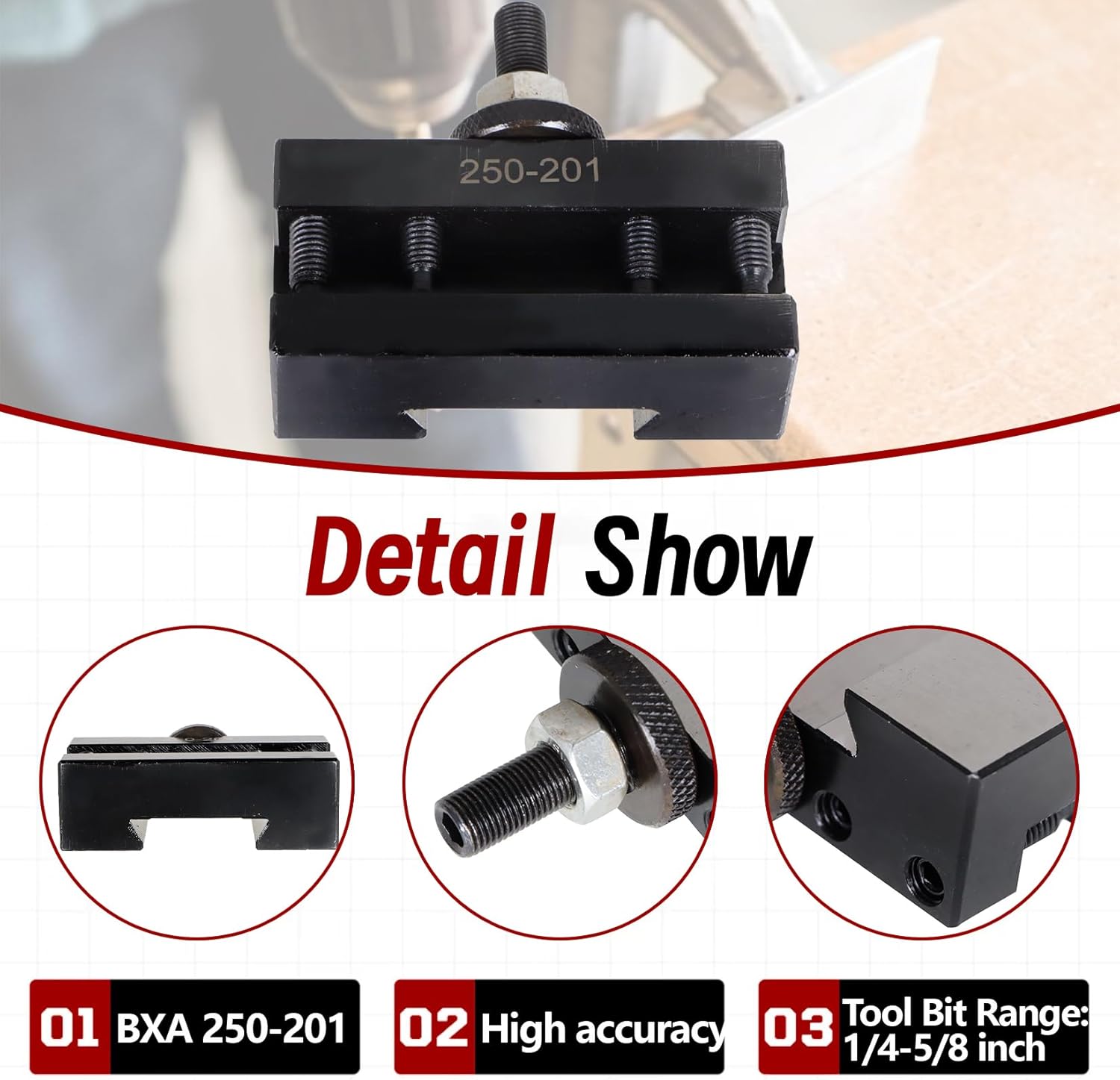 findmall BXA #1 Quick Change Turning and Facing Lathe Tool Post Holder 250-201 Tool Holder Fit for Lathe