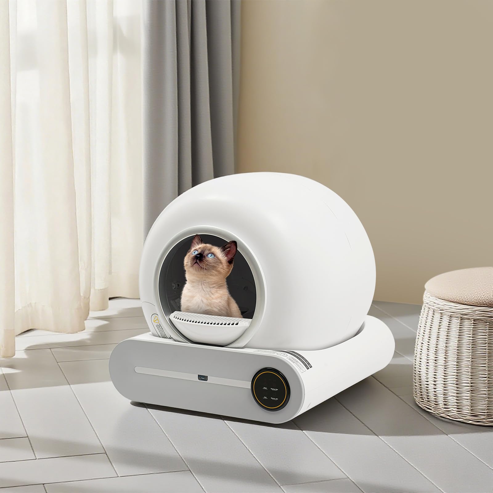 Lettiera autopulente, grande toilette elettrica per gatti, capacità di 65 litri, WC automatico per gatti con controllo tramite app, salute intelligente, allarme sicuro, per gatti multipli