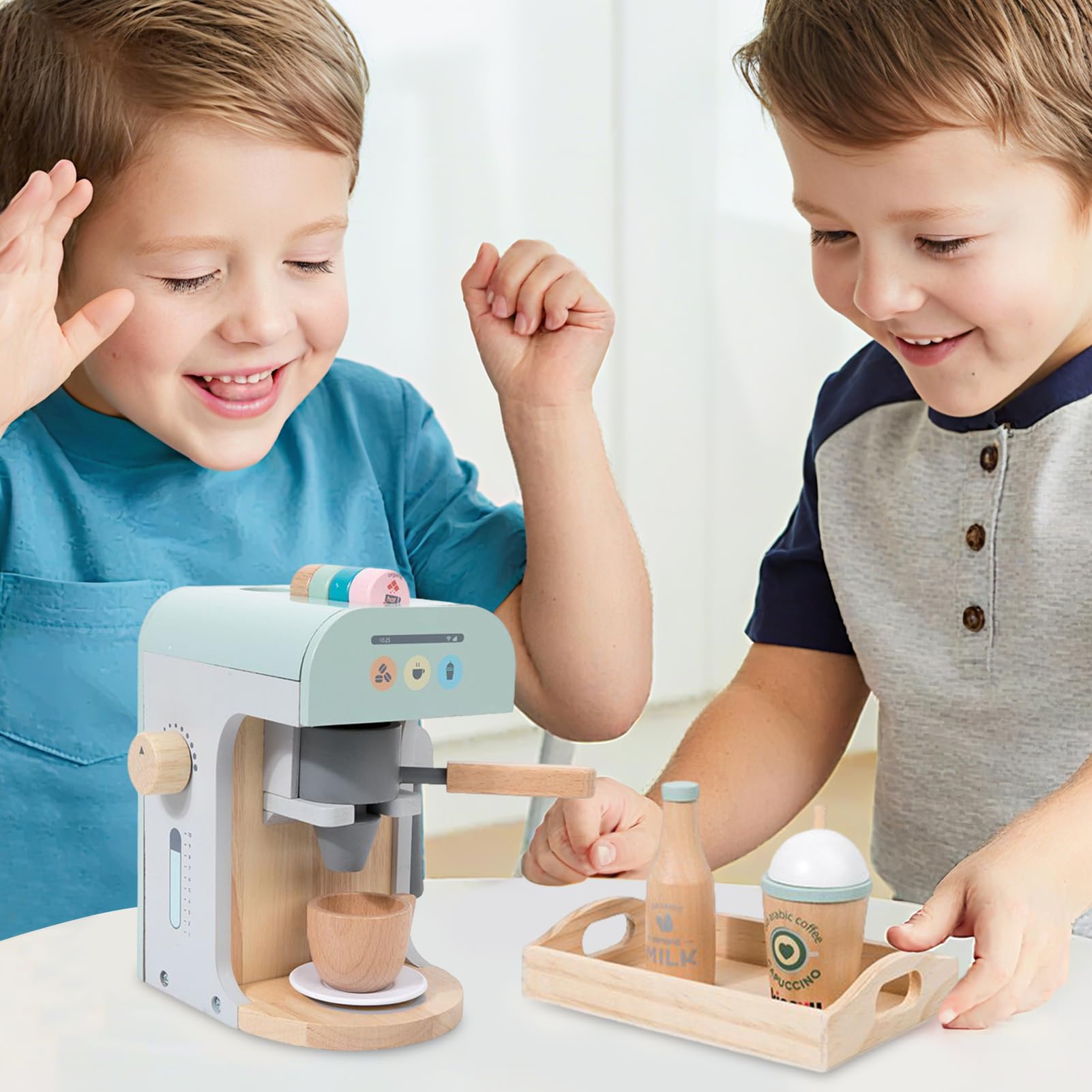 Macchina Del Caffè Giocattolo Per Bambini Set di Ruolo con Negozio di Legno