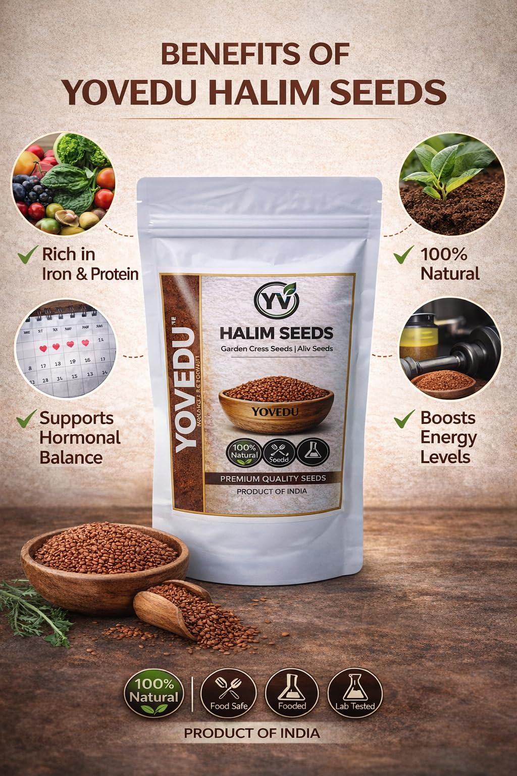 Yovedu Haleem Seeds 400g | Asaliya Garden Cress Whole Edible Halim Seeds for Eating | Nutritious Daily Food Ingredient | Superfood 2