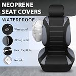 CAR PASS Waterproof Car Seat Covers Full Sets, Universal Fit Seat Covers for Cars, EVA Neoprene Seat Cover Set Full Sets, Interior Covers for Auto SUV,Vans,sedans, Trucks,(Black and Gray)