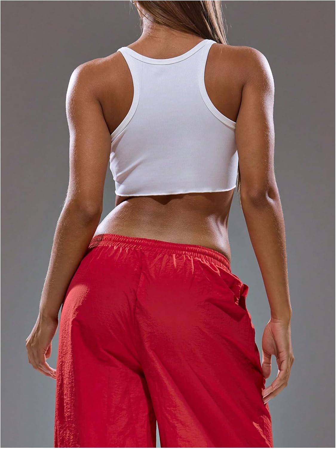 SOLY HUX Women's Cropped Tank Tops Tie Front Sleeveless Crew Neck Fitted Beach Going Out Top - Image 2