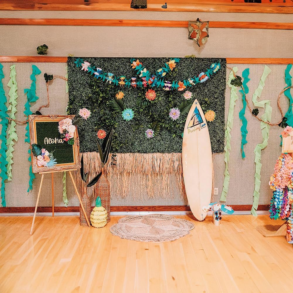 Fun Express Natural Raffia Beach Fringe Decoration (24 ft) for Tiki Luau Party - VBS Vacation Bible School Supplies/Decor