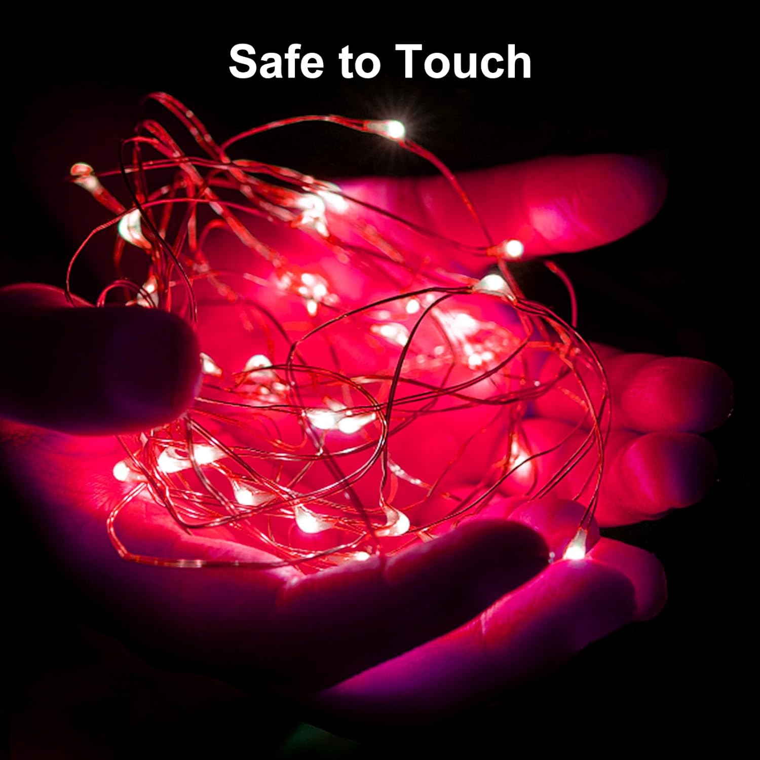 ZGWJ Fairy Lights Battery Operated, 50 Pack Twinkle String Lights 20 LED 7FT 3 Lighting Modes for Bedroom Decor, Easter, Halloween, Christmas, Party Indoor and Outdoor Decoration Red