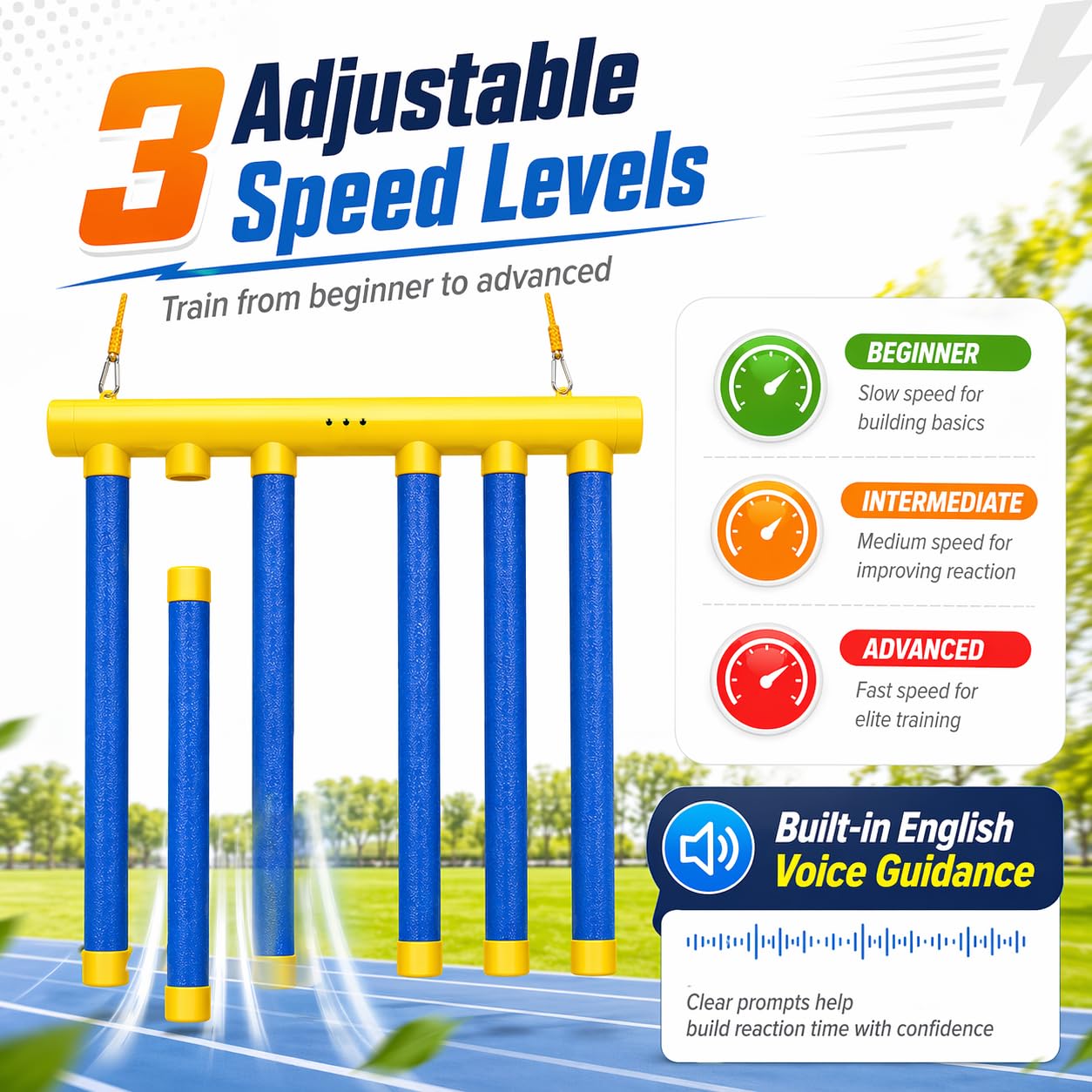 Reflex Drop Sticks Challenge, Bastoncini per allenamento di reazione, bastoncini regolabili per la coordinazione occhio-mano e aumento del tempo di reazione negli adulti