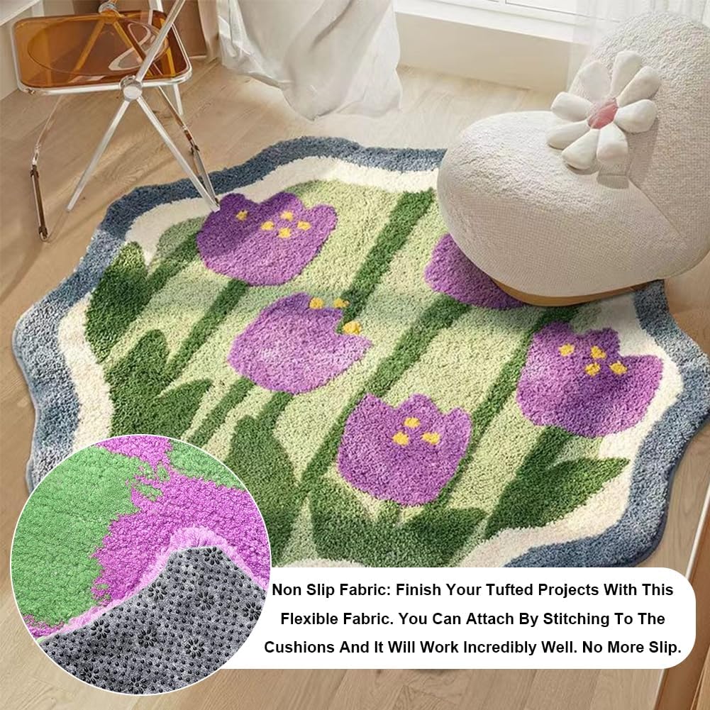 GORGECRAFT 59x39 Inch Large Antislip Tufting Cloth Backing Fabric 2mm Thick Primary Non Slip Pad with Plum Blossom Pattern Felt Fabric for Carpets Rug Tufting Gun Cushion Punch Needle