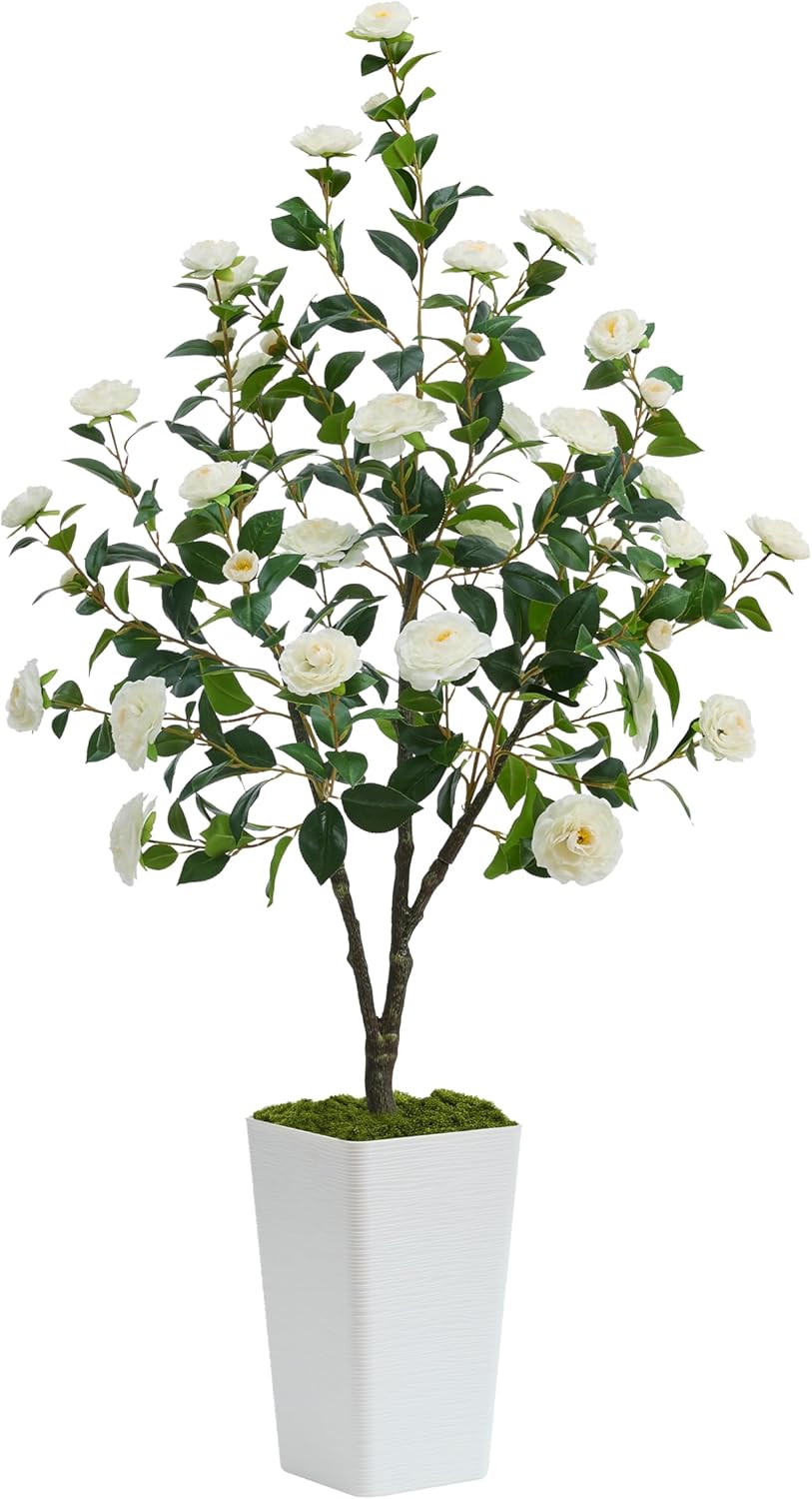 Synthetic Camellia Tree 5FT Synthetic Timber Indoor Faux Plant Bloomi…