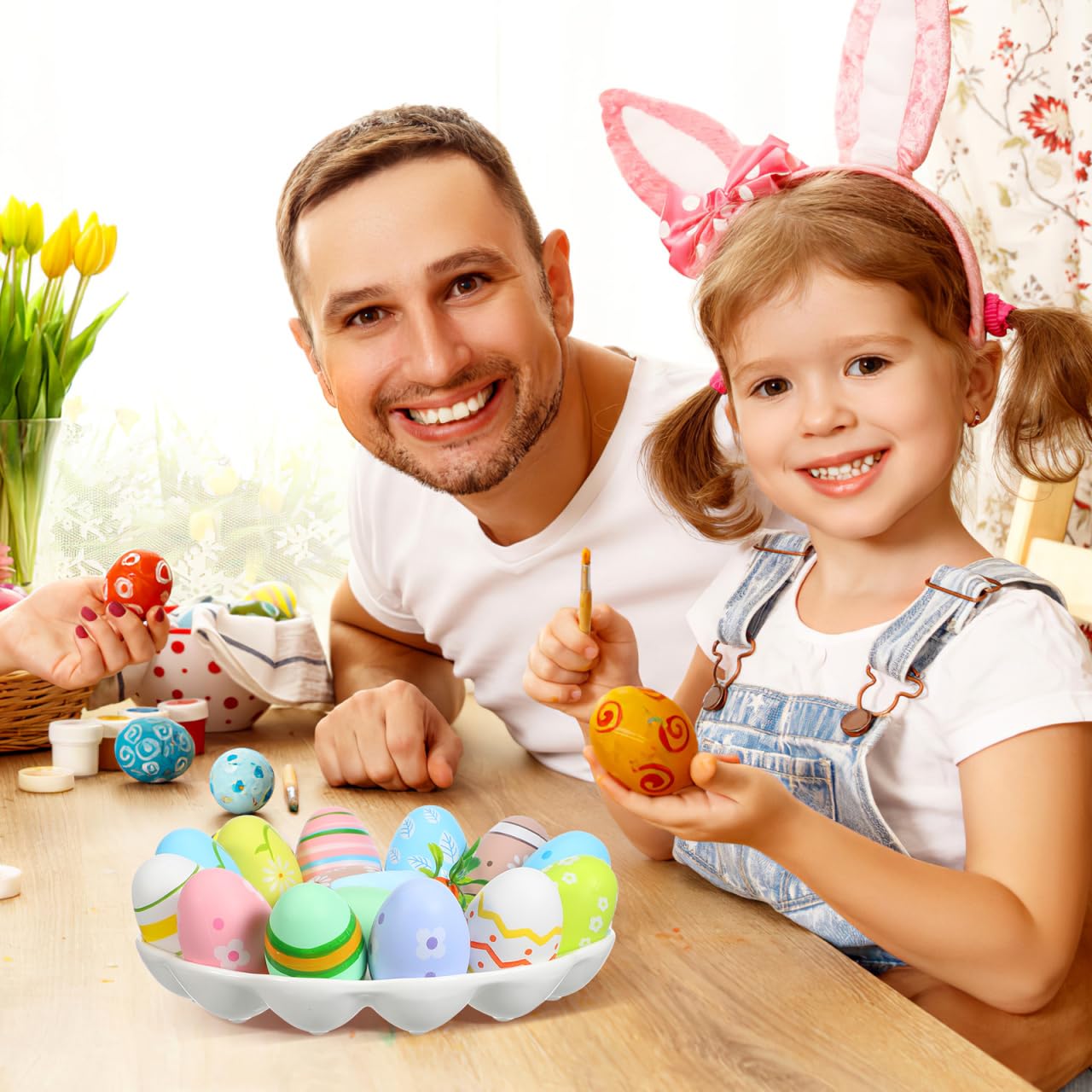 Homoyoyo Bandeja para Huevos Rellenos Compartimentos con Fondo Plano Estable para Servir Hogar y Restaurante Fácil de Limpiar Porcelana Clásica