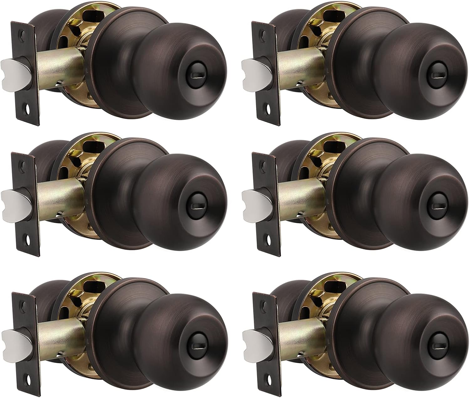 Probrico (6 Pack Privacy Door Knobs Locks and (3 Pack) Passage Door Knobs, Interior Door Handles Oil Rubbed Bronze Finish