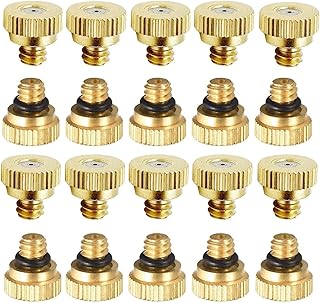 Echozone Brass Misting Nozzles 20 Pack - High Pressure 0.3mm (0.012") Orifice 10/24 UNC Thread for Outdoor Patio Cooling