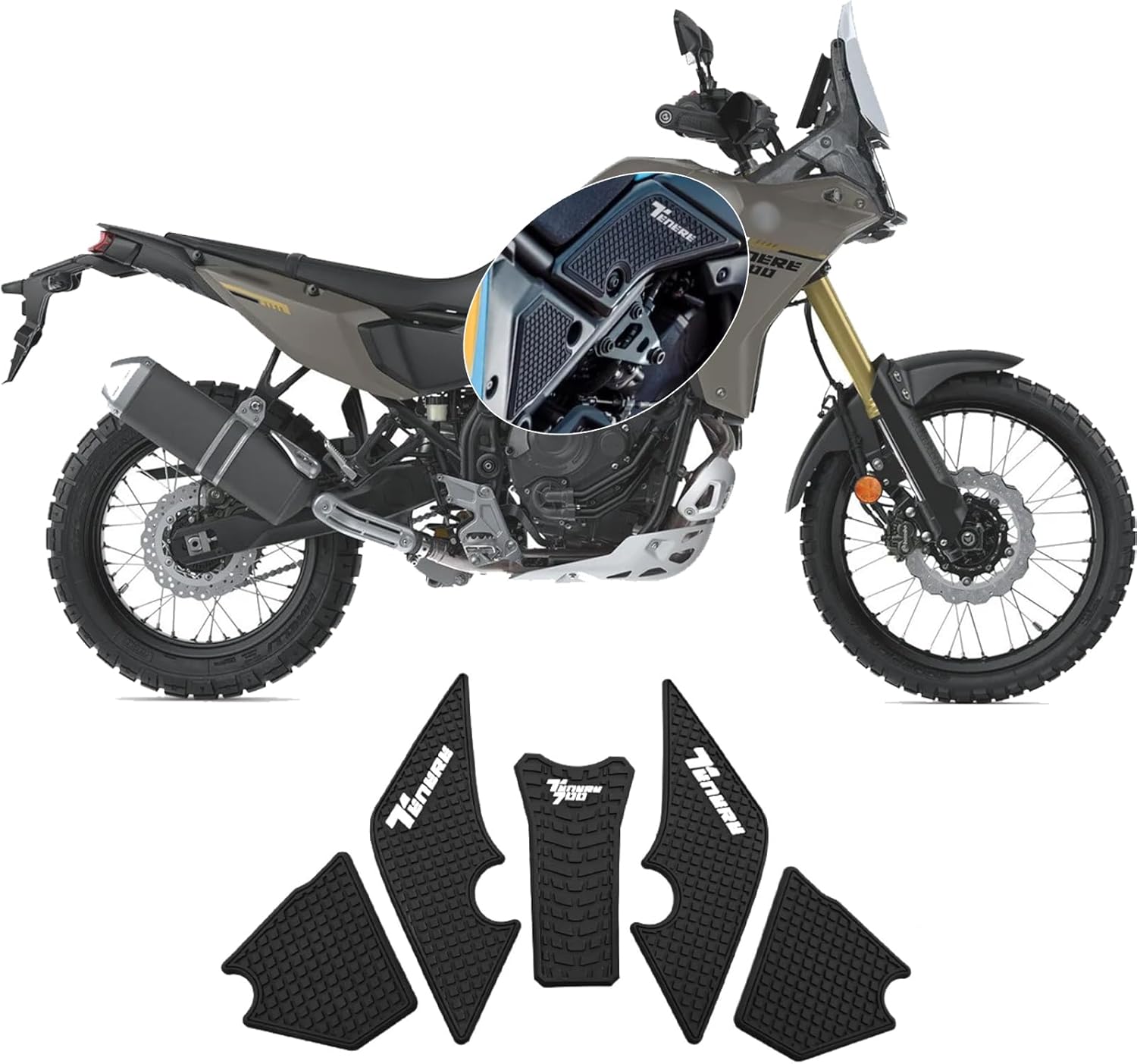Suitable for TENERE700 Tenere700 2025 2024 motorcycles, anti-slip fuel tank side pad waterproof rubber sticker.