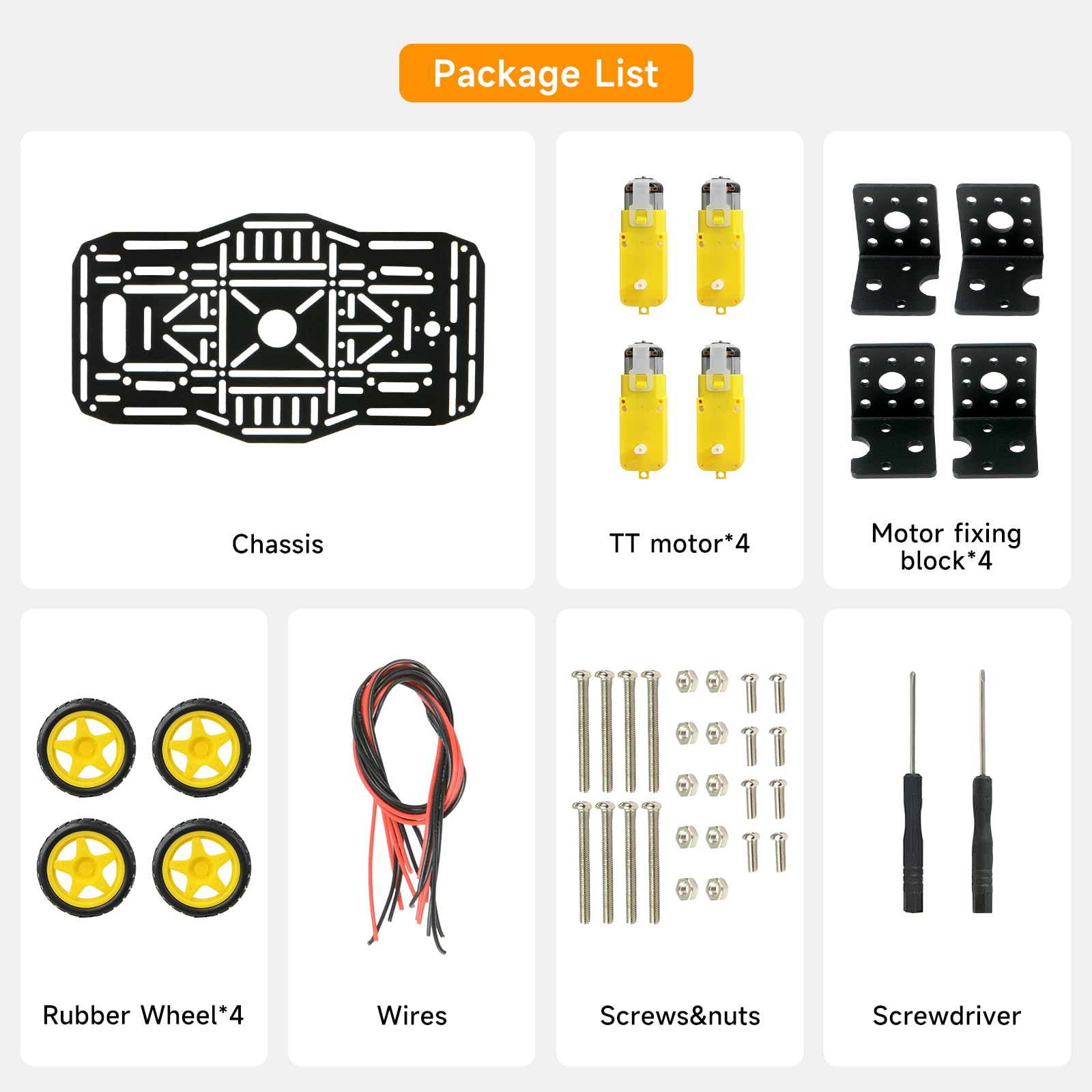 Kit telaio robot 4WD per Arduino/Raspberry Pi