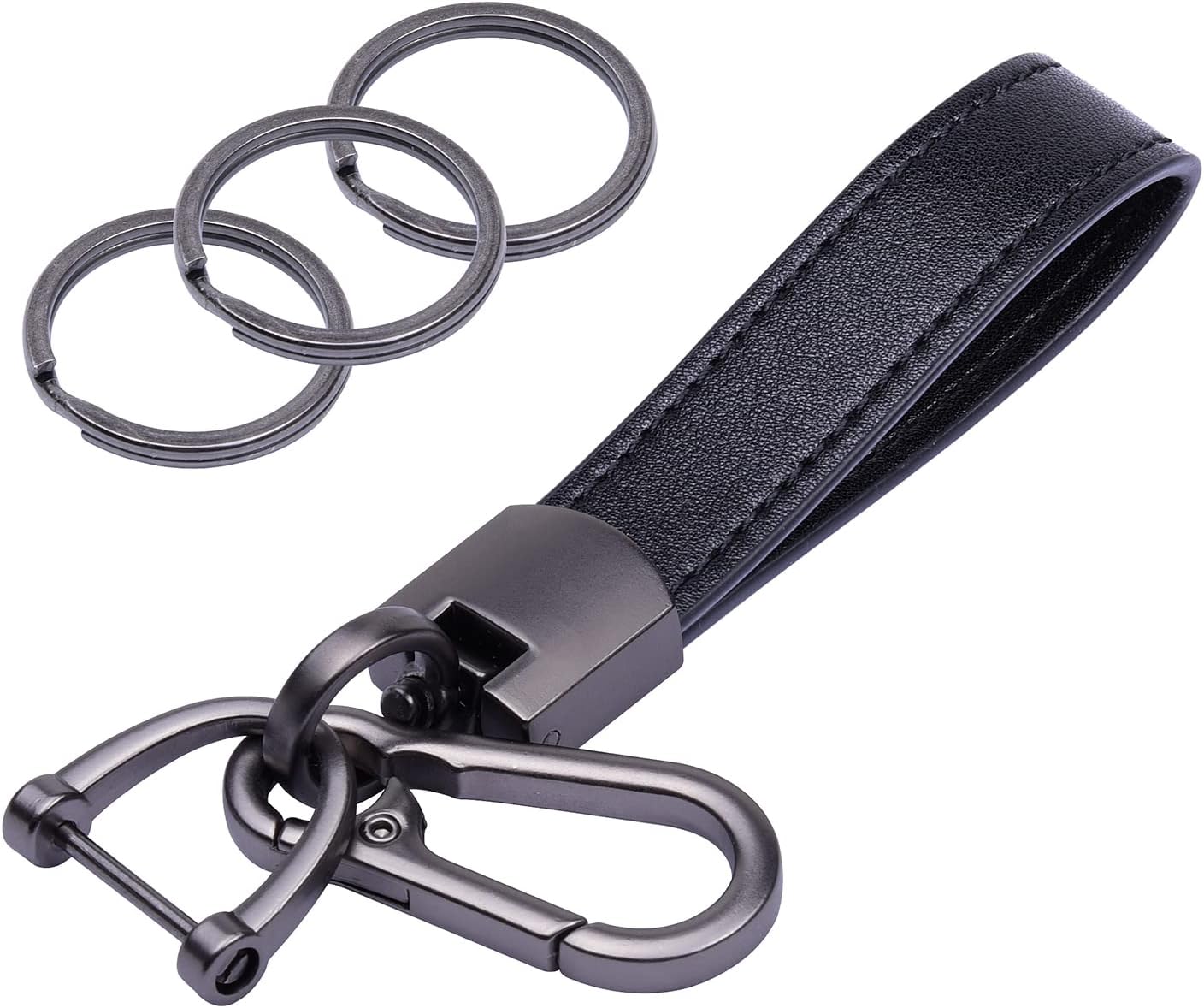 Genuine Leather Car Keychain, Universal Heavy Duty Key Fob Keychain Leather Key Chain Holder for Men and Women