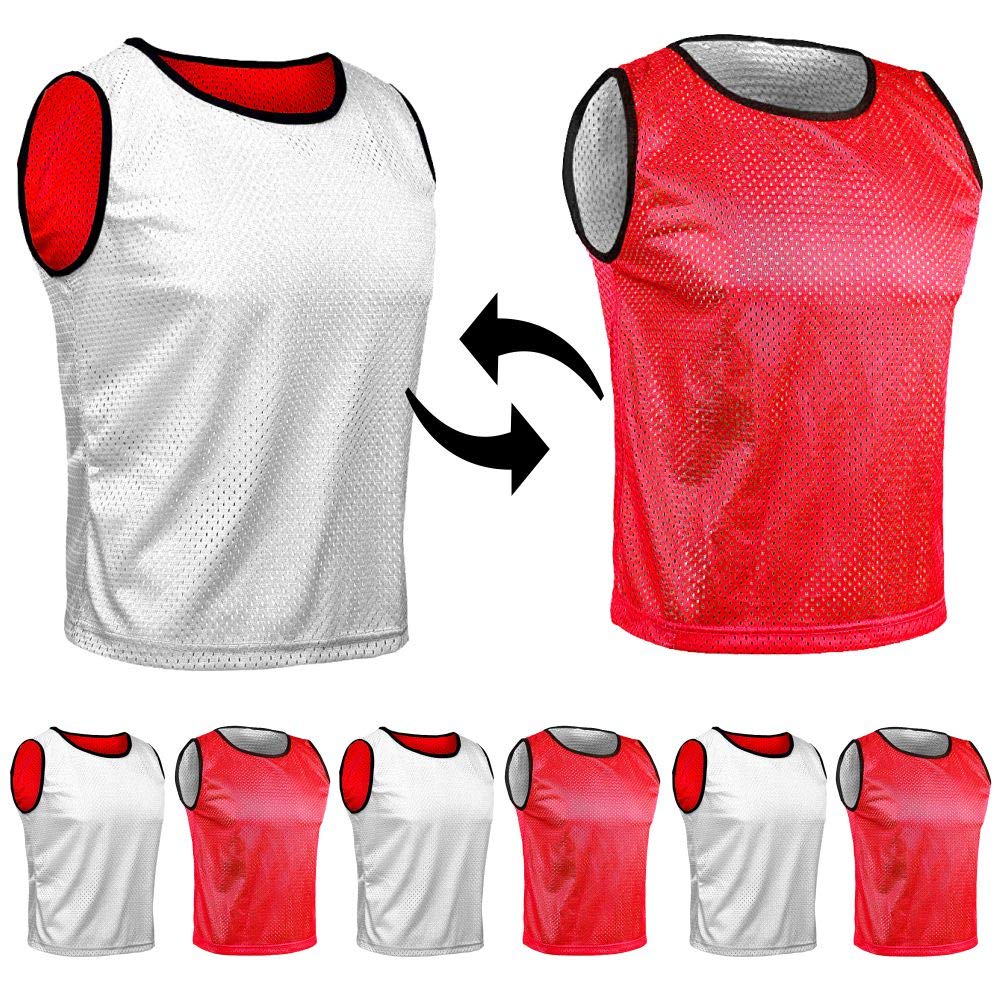 6X Petos Respirable de Fútbol - Juego de 6 Piezas - Camisetas de Dos Caras de Malla Abierta y Ligera, Chaleco De Entrenamiento T-Shirt Ejecutar Unisex Sport S M L XL