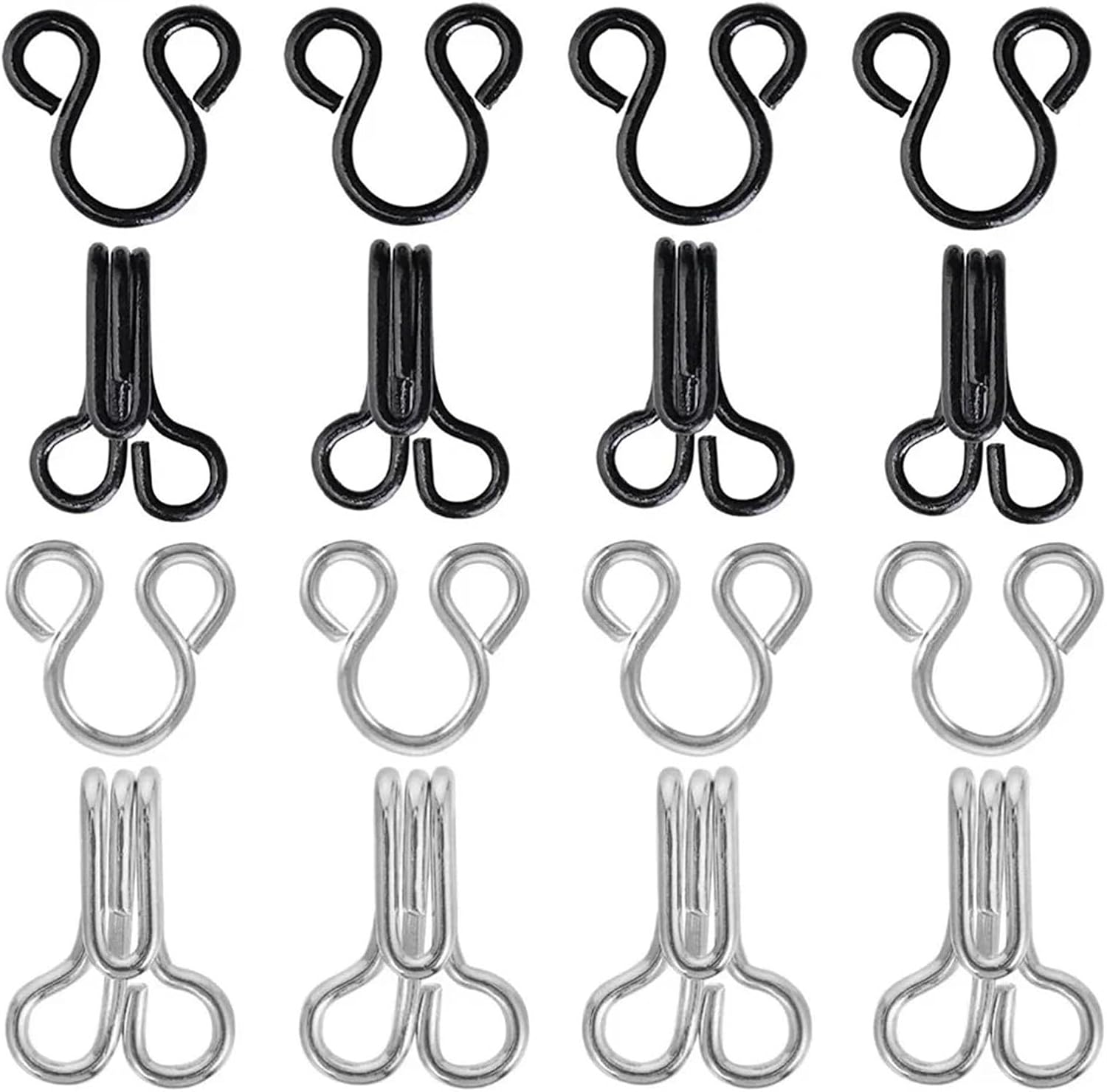 Sew On Hook and Eye 600 Sets Sewing Hook and Eye Latch 11.5-17mm Large Hooks and Eyes Closure(Silver,11.5mm)