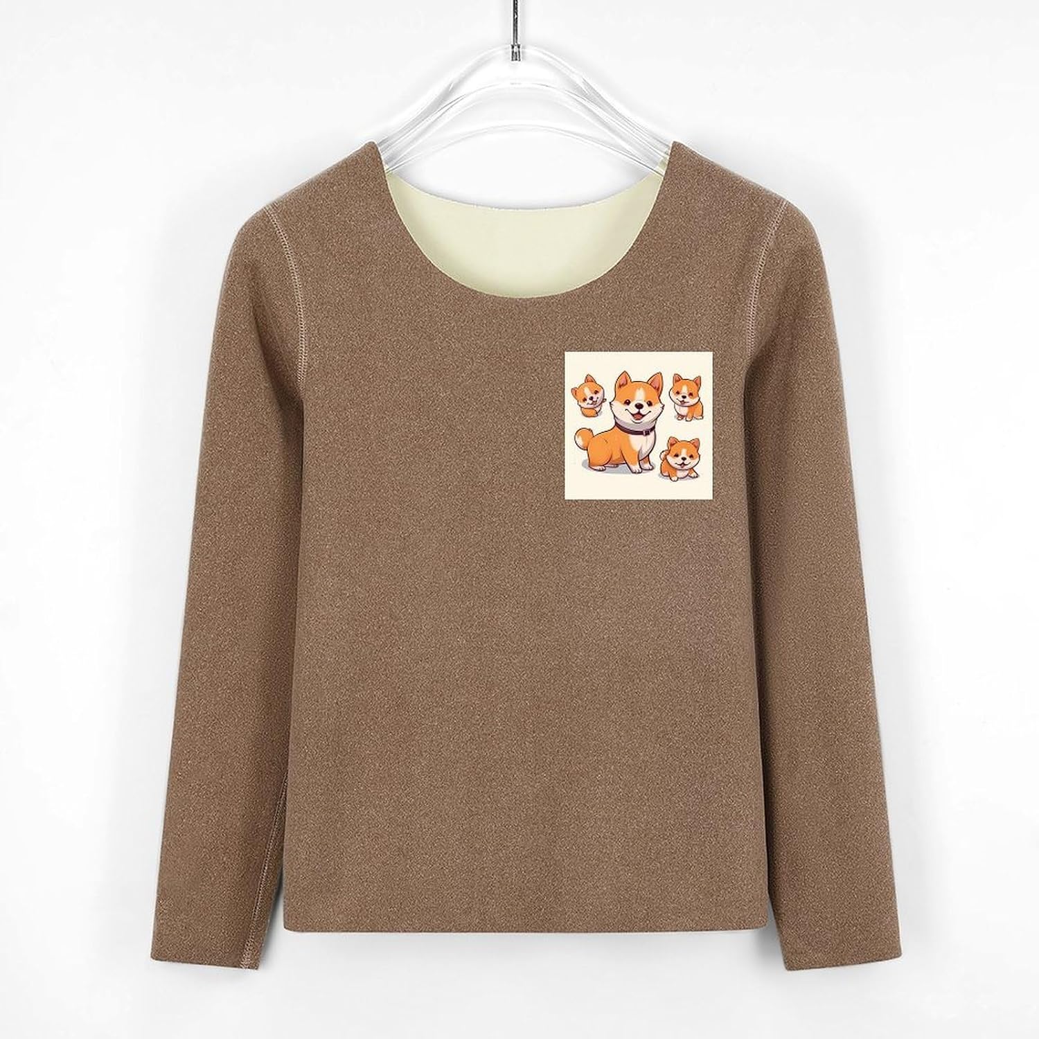 Women's Fleece Lined Thermal Set - Cold Weather Long Johns Ultra-Soft Cute Shiba Inu Dog Printed Base Layer