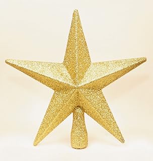 Gold Christmas Tree Top Star Topper Glitter finish 20cm