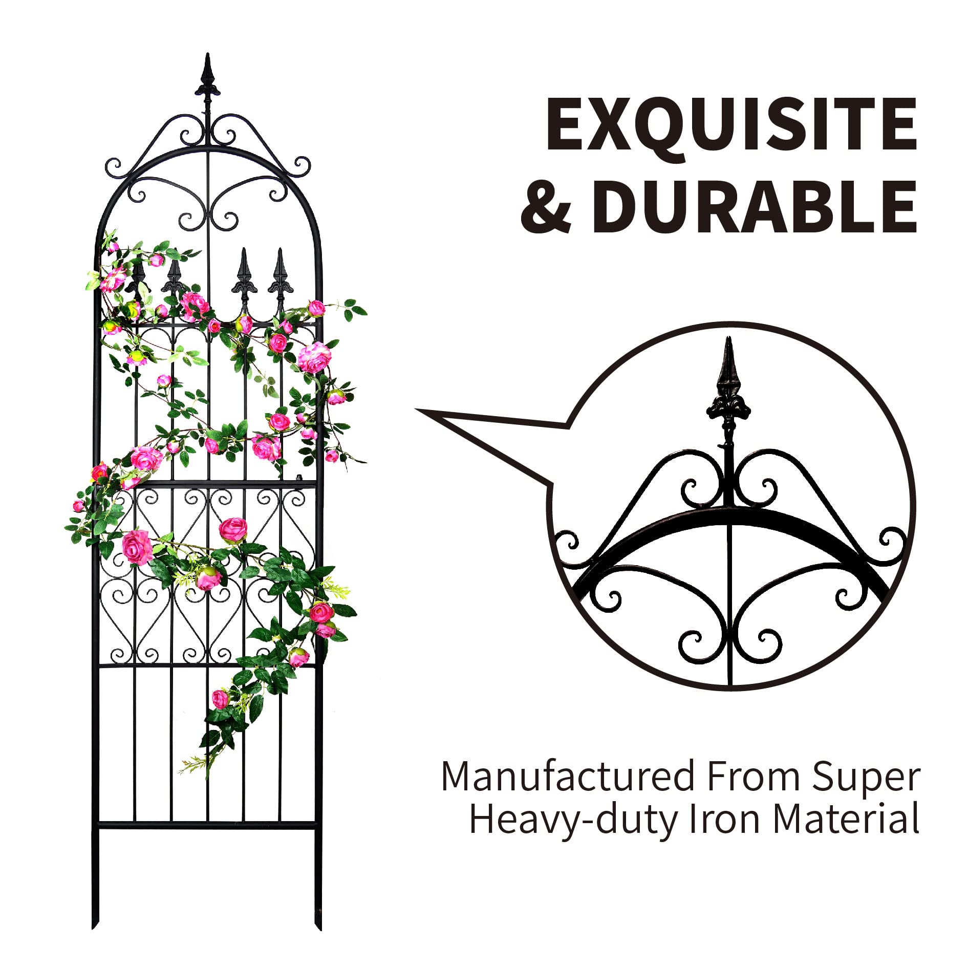 GARDEN Garten Rankgitter 220x55x1.3CM für Kletterpflanzen Metall Eisen Draht Rankhilfen für Outdoor Kletterpflanzen Unterstützung