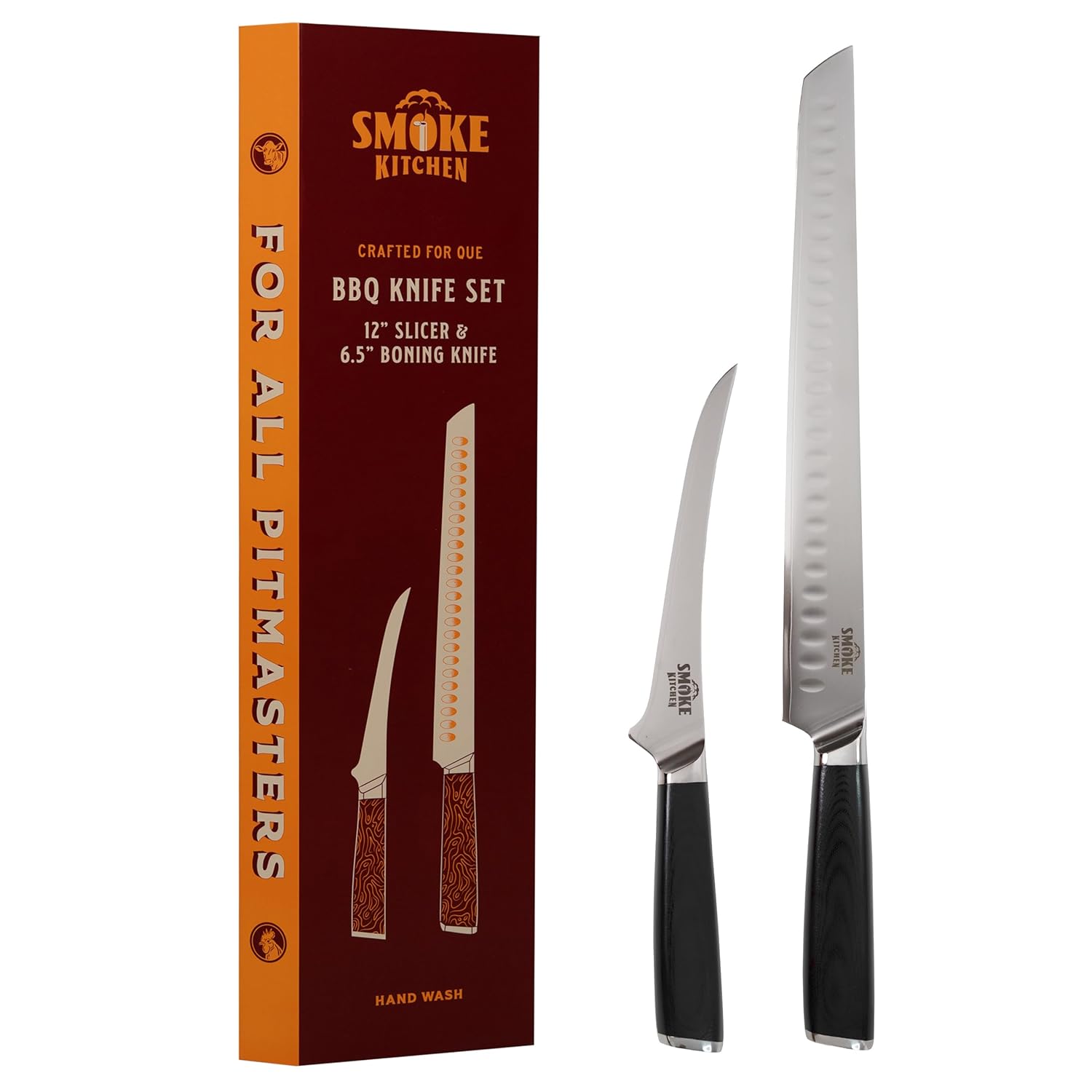 Smoke Kitchen BBQ Knife Set 12 Brisket Slicing Knife 6 5 Boning Knife VG-10 Steel Full Tang G10