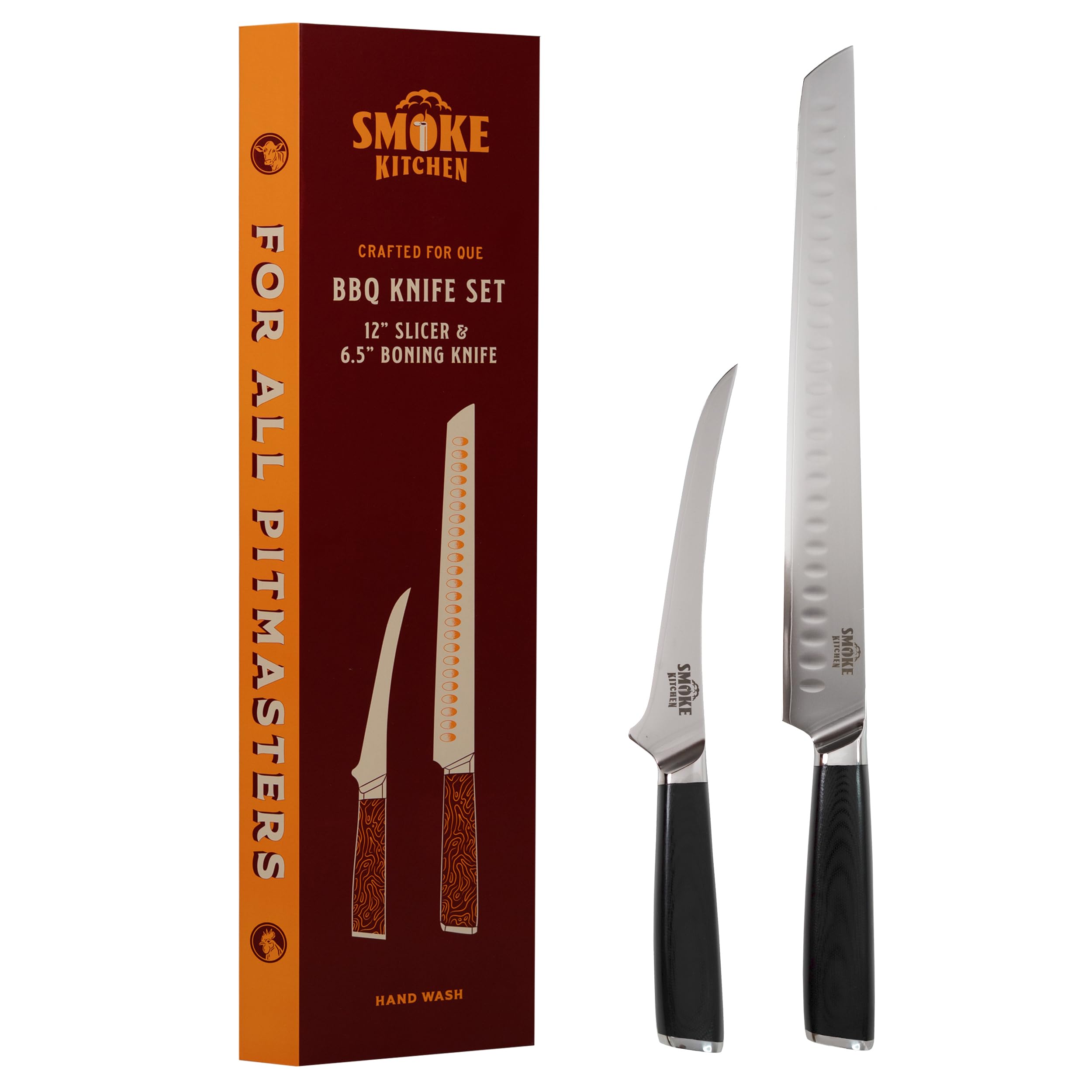 Smoke Kitchen BBQ Knife Set 12 Brisket Slicing Knife 6 5 Boning Knife VG-10 Steel Full Tang G10