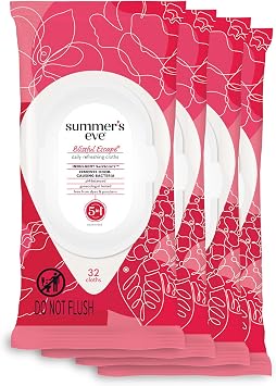 Summer's Eve Blissful Escape Daily Refreshing Feminine Wipes, 32 Count (4 Pack + 1 Pack)