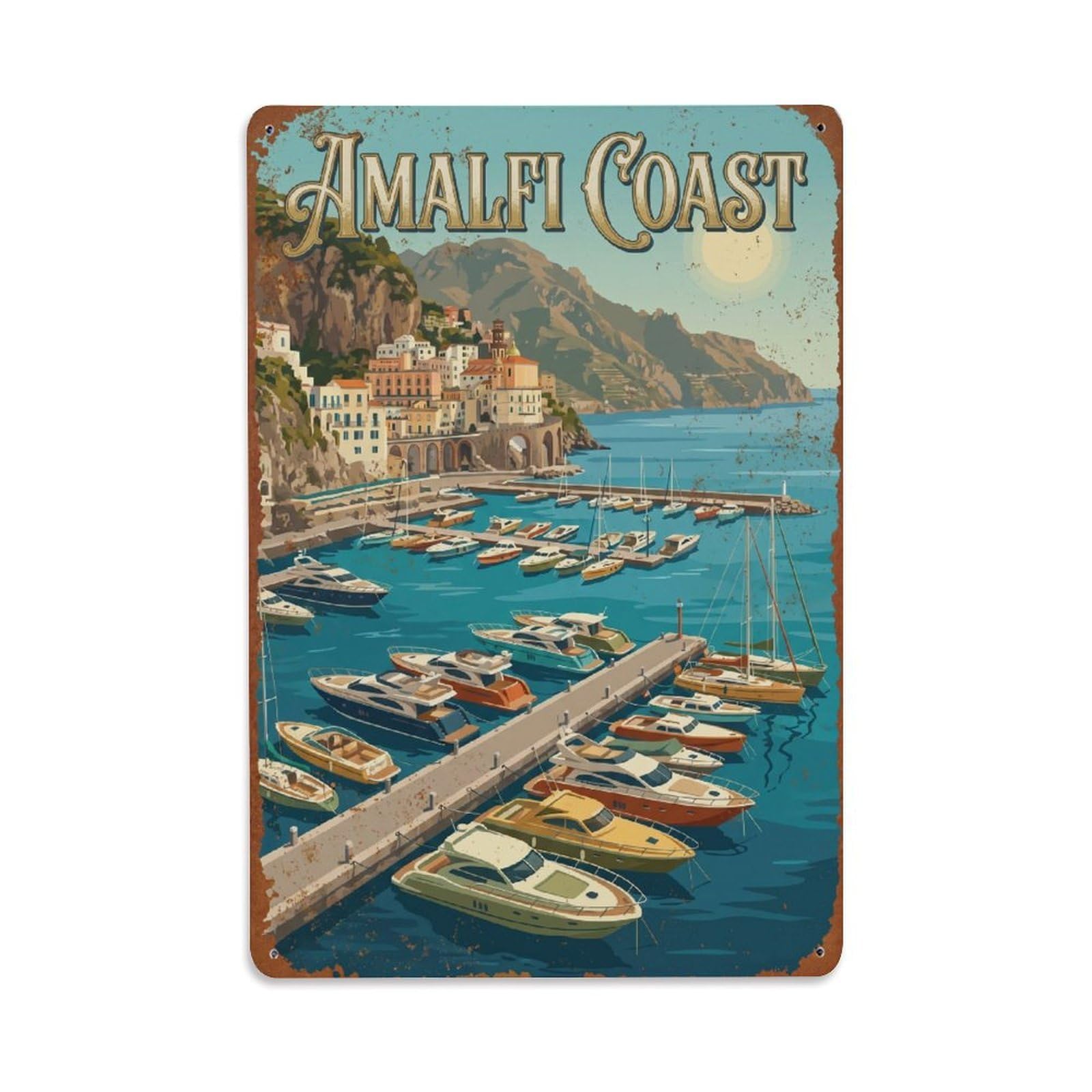 Vintage Travel Marina Italy Yacht Metal Tin Sign