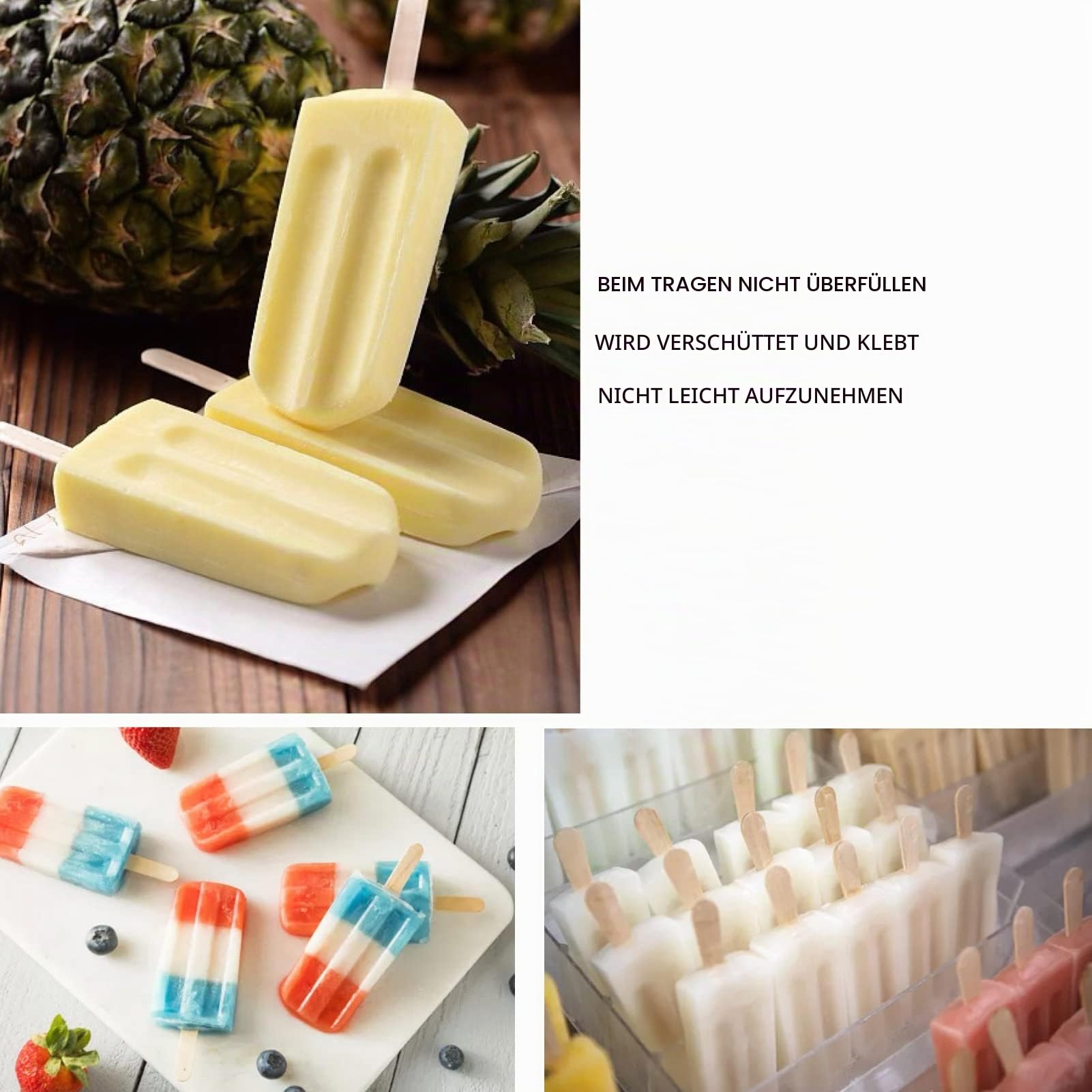 Eis am Stiel-Maker aus Edelstahl, DIY-Eisbar-Form 40 Stück Popsicle-Formen mit quadratischem Rand Schnell gefrierender Eiscreme-Popcical-Maker, Kommerzielle Eismaschine