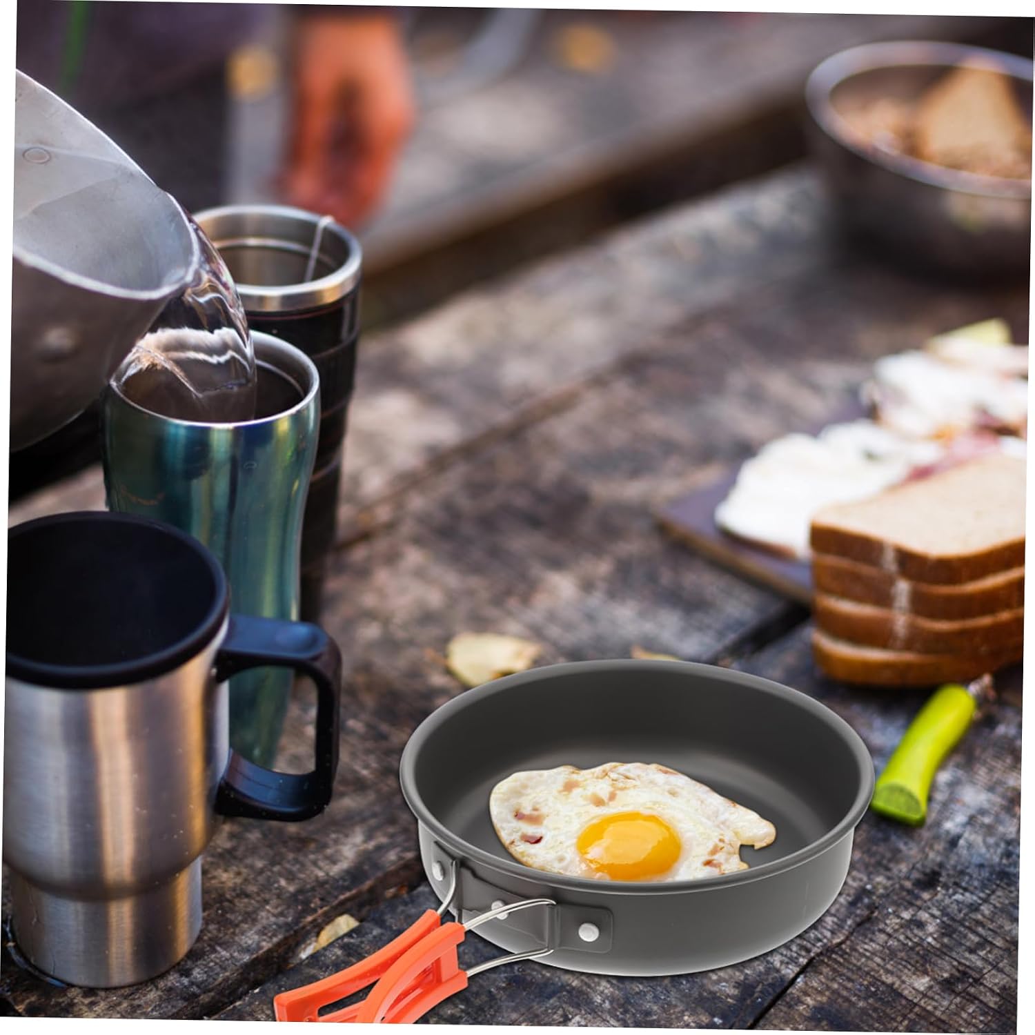 BESTonZON Practical Portable Non-Stick Frying Pan for Outdoor Camping Lightweight Cooking Utensil for Easy Cleanup and Performance Nature