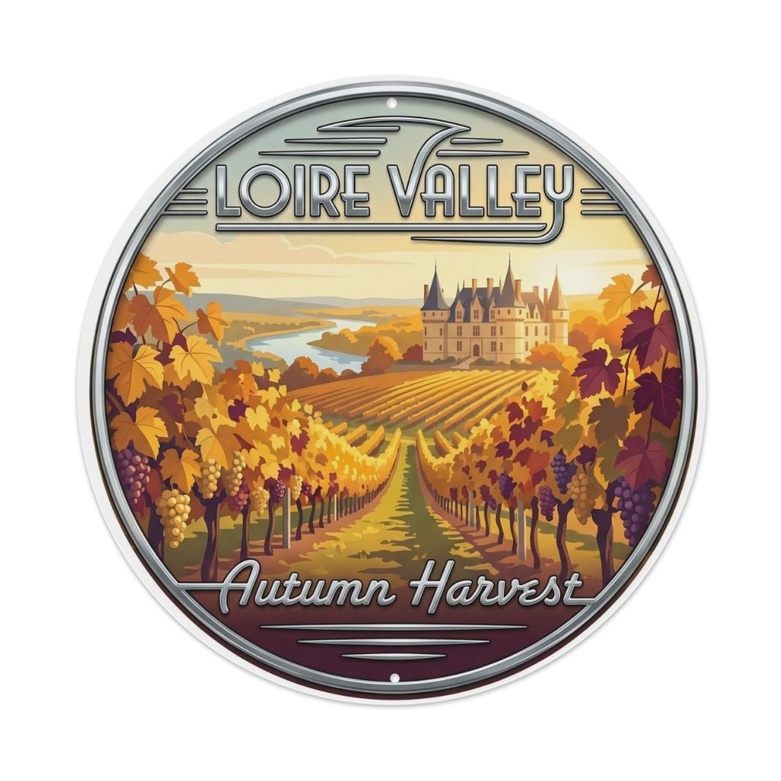 Vintage Travel Loire Valley Autumn Metal Tin Sign