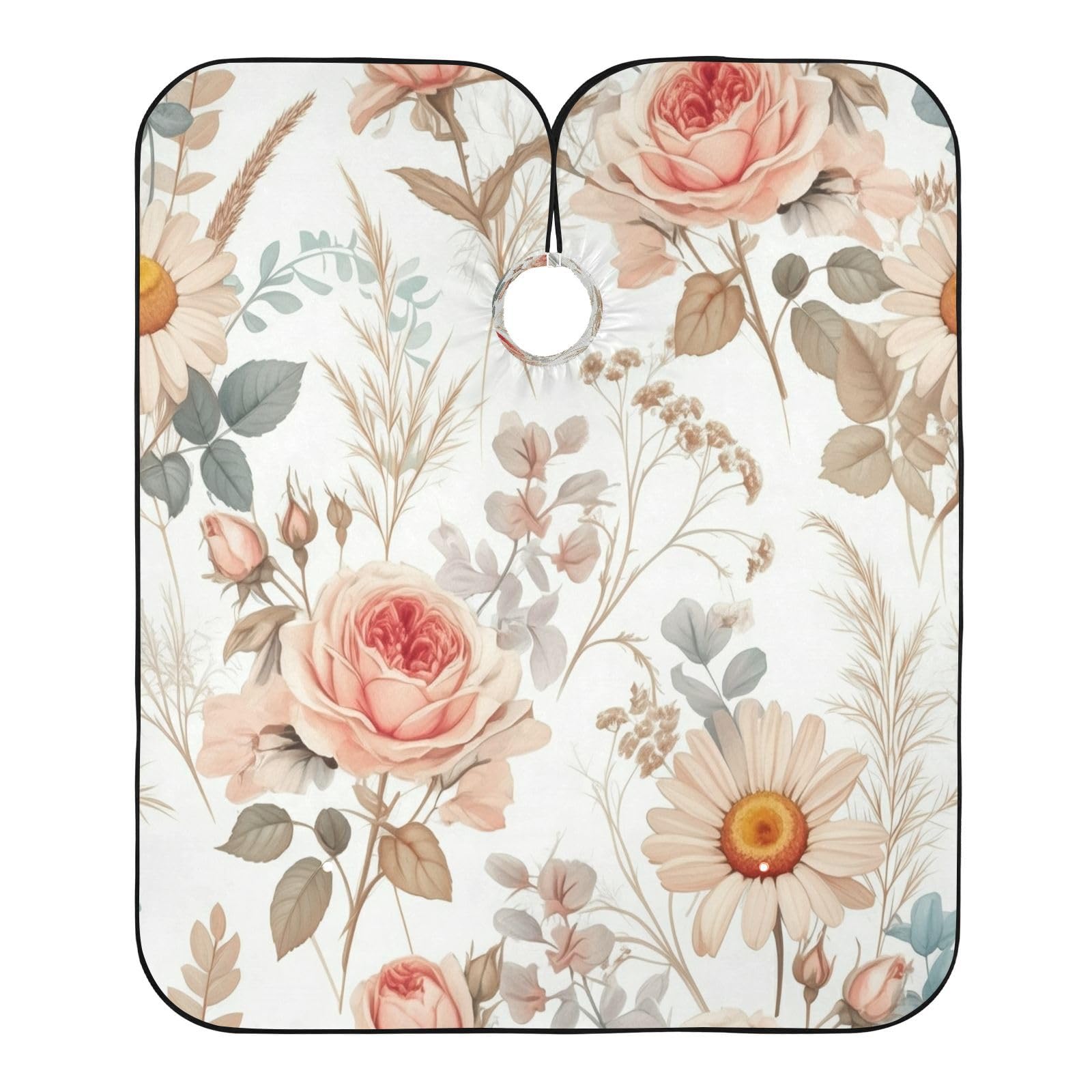 Kigai Daisy Peony Hair Cutting Cape for Men & Women Waterproof Barber Cape Professional Hairdressing Salon Styling Apron with Adjustable Closure Snap