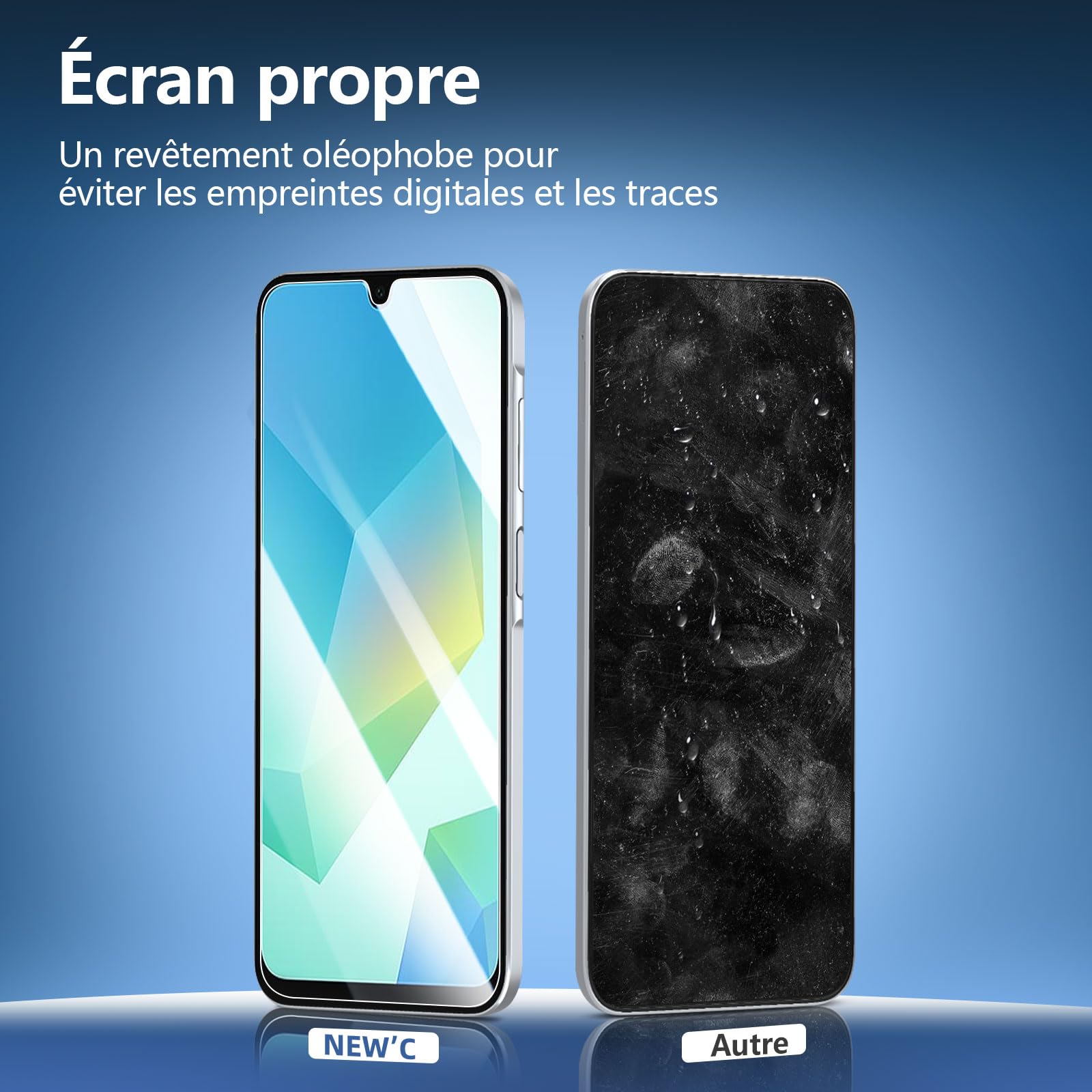 NEW'C Lot de 3, Verre Trempé pour Samsung Galaxy A17 2025, Galaxy A16 5G, Galaxy A26 5G, Film en Protection écran efficace contre les Rayures - sans Bulles - Ultra Résistant - HD Transparent-Dureté 9H