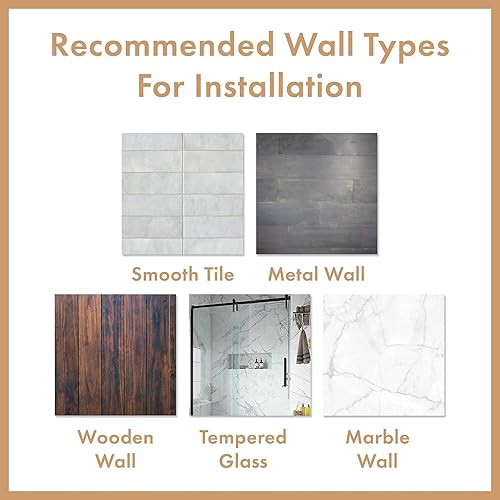 Miniatura 7 de RoyalHouse Organizador de ducha esquinero de acero inoxidable con dos ganchos, autoadhesivo con pegamento o montaje en pared con tornillos,