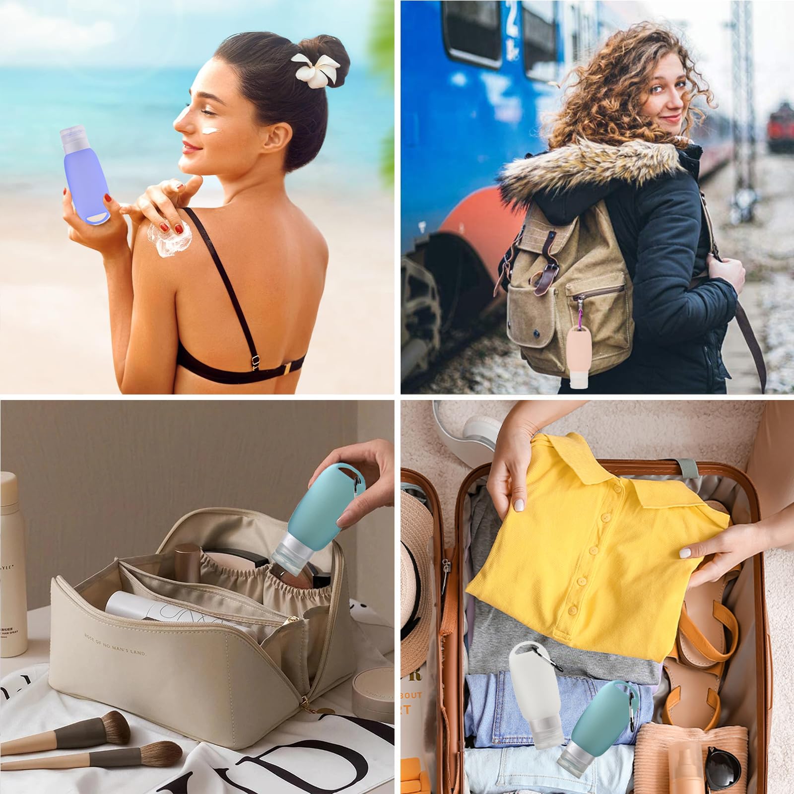 Bottiglie Da Viaggio In Silicone - 4 Pezzi 60ml Con Moschettone - Foto 10