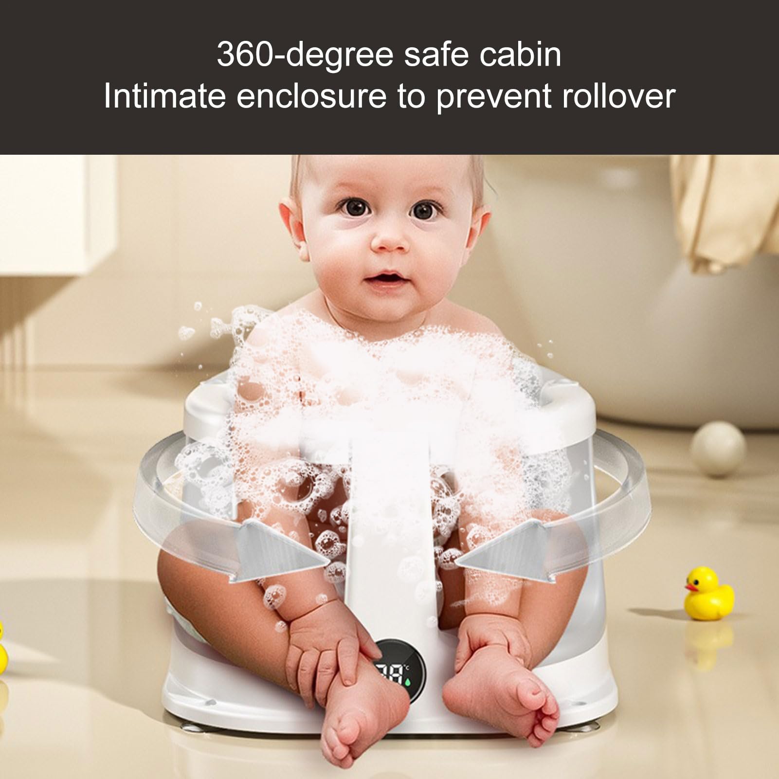 Sedia da Bagno per, Sedia da Bagno Antiscivolo con Sensore di Temperatura, Supporto Sicurezza Doccia Ideale per Casa Viaggi e Regali Nascite Compleanni