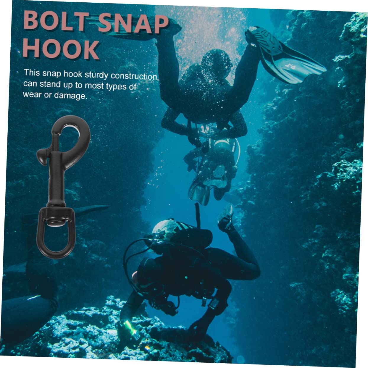 Gogogmee Diving Hook Key Chain Hooks Chain Leash Heavy Duty Belt Trigger Hook Snap Hooks Heavy Duty Leash Single End Hook Bolt Snap for Diving Swivel Bolt Snap Q Snap Black Stainless Steel