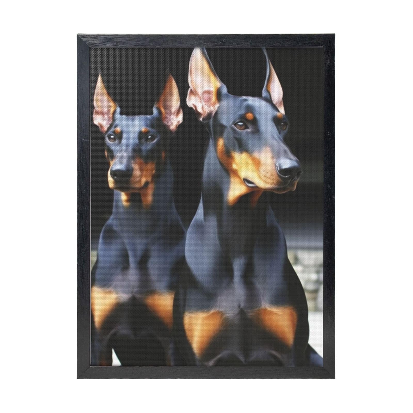 Framed Wall Art - Decorative Canvas Painting doberman Pictures Poster Aesthetic Modern Prints Artwork for Bedroom Office Wall Decor Ready To Hang 12x16 in
