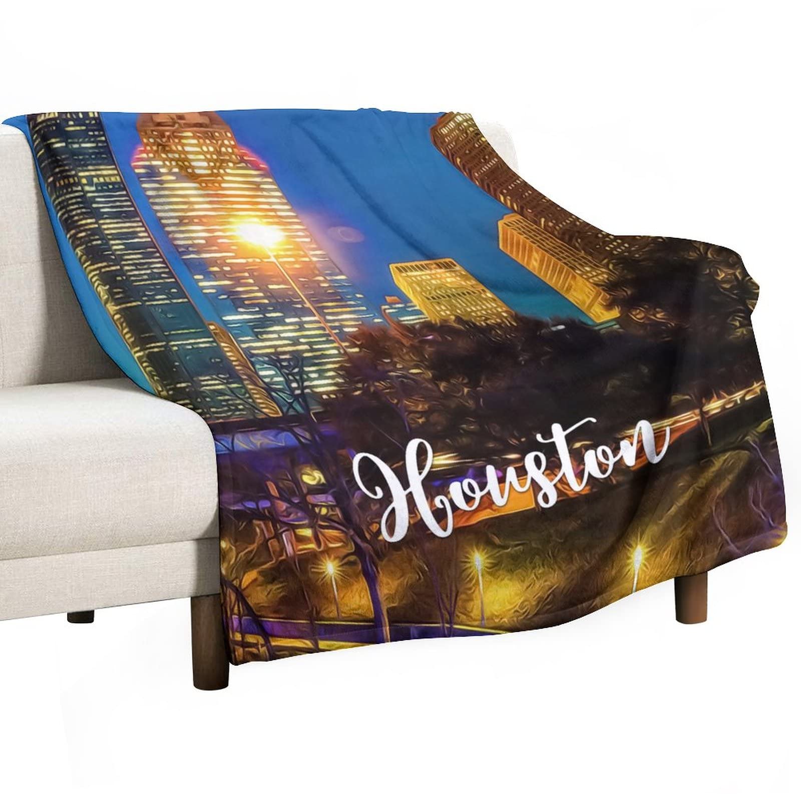 Couverture paysage urbain de Houston : le cadeau déco et confort idéal pour adulte