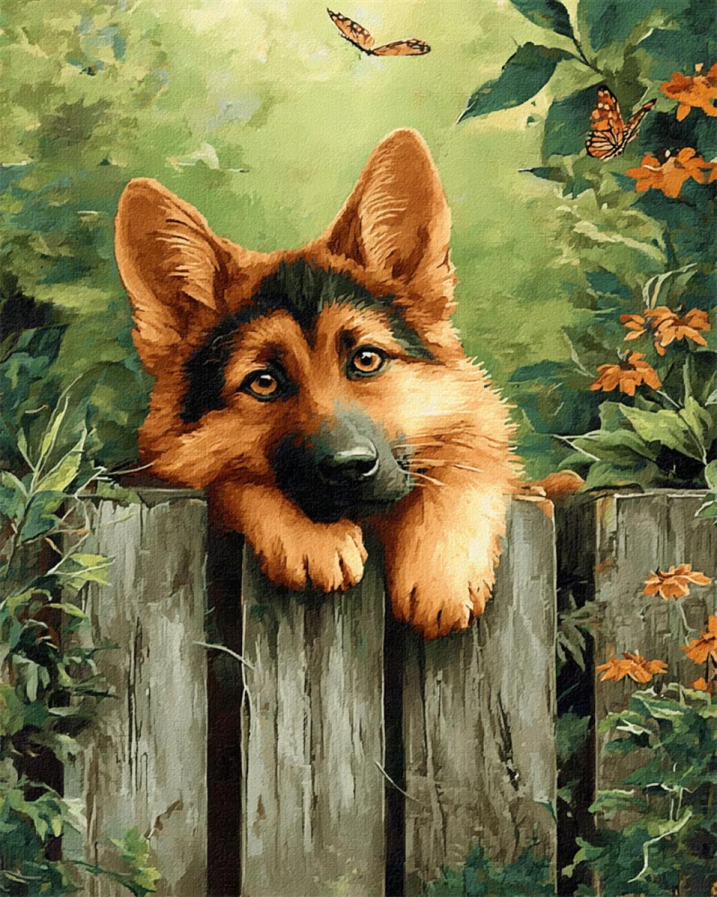 RKFLGEW DIY Bead Embroidery Kits Dog On The Fence 50x70cm
