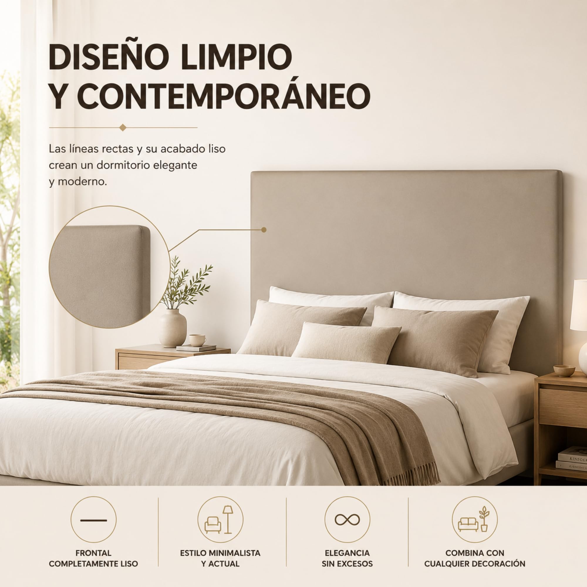 FISIO Dreams Cabecero Polipiel Caribe 1 para Cama 90, 105, 135, 150, 160,180 y 200 cm | Cabezal Tapizado Moderno y Minimalista | Fabricado en España | Fácil Instalación