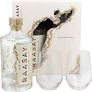 Isle of Raasay Gin Gift Pack | 70cl, 46% ABV | Isle of Raasay Scottish Island Gin | Branded Gin Glasses | Gin Gift Box