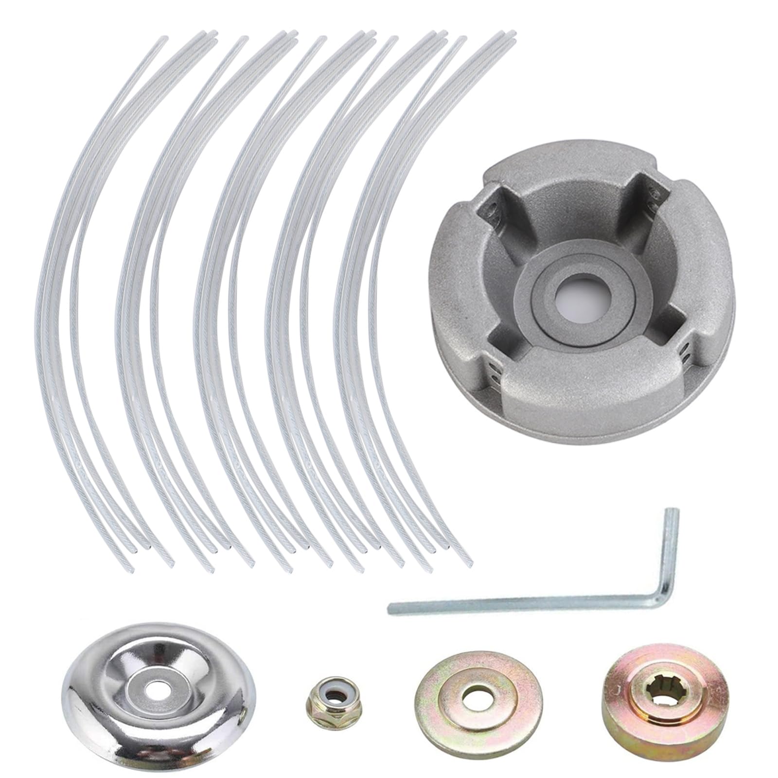 Steel Wire Ropes Trimmer Head, Universal Aluminum Alloy Lawn Mower Head with Steel Wire Ropes Trimmer Head Spool Replacement Grass Trimmer Head for Lawn Mower Accessories