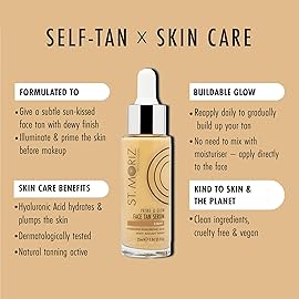 St Moriz Professional Face Tanner Serum - Prime & Glow Hydrating 2 in 1 Self Tan Face Serum & Makeup Primer With Hyaluronic Acid - Dewy & Natural Bronzed Face Glow (0.84 fl oz)