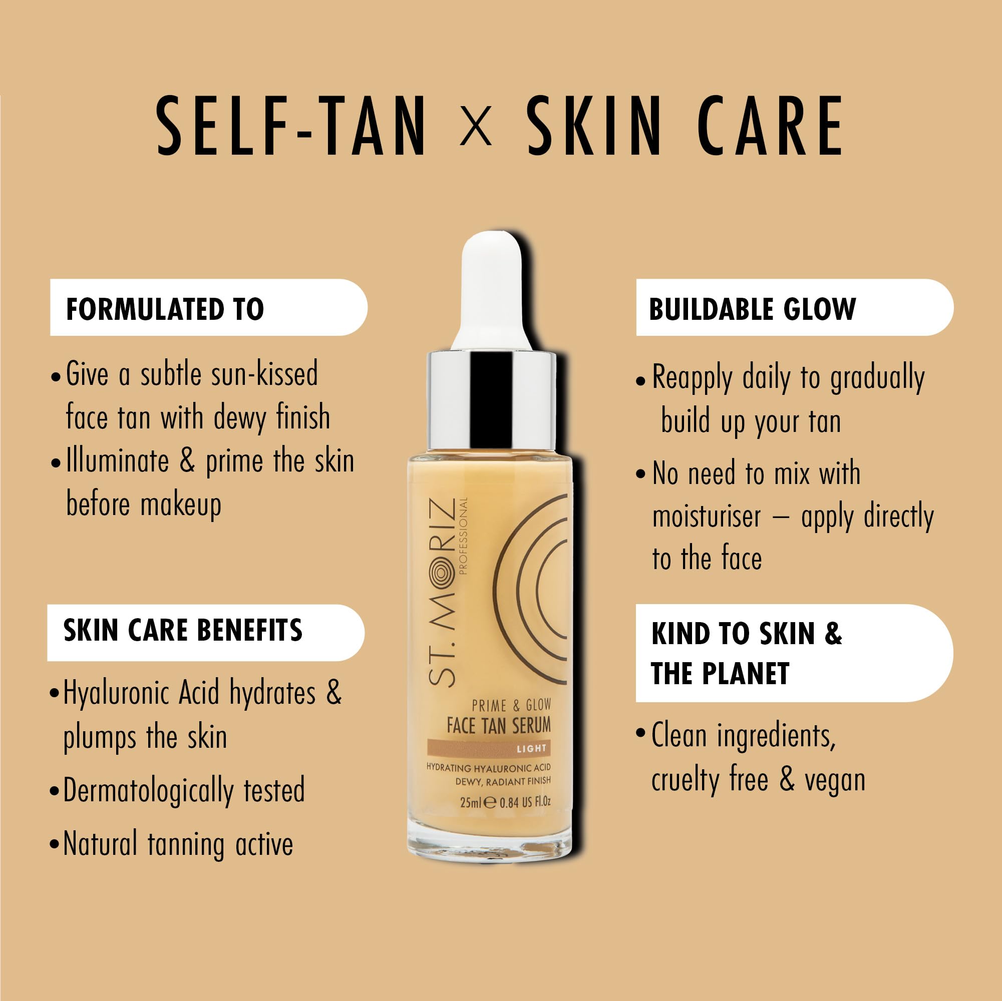St. Moriz Professional Prime & Glow - Sérum facial autobronceador, 25 ml