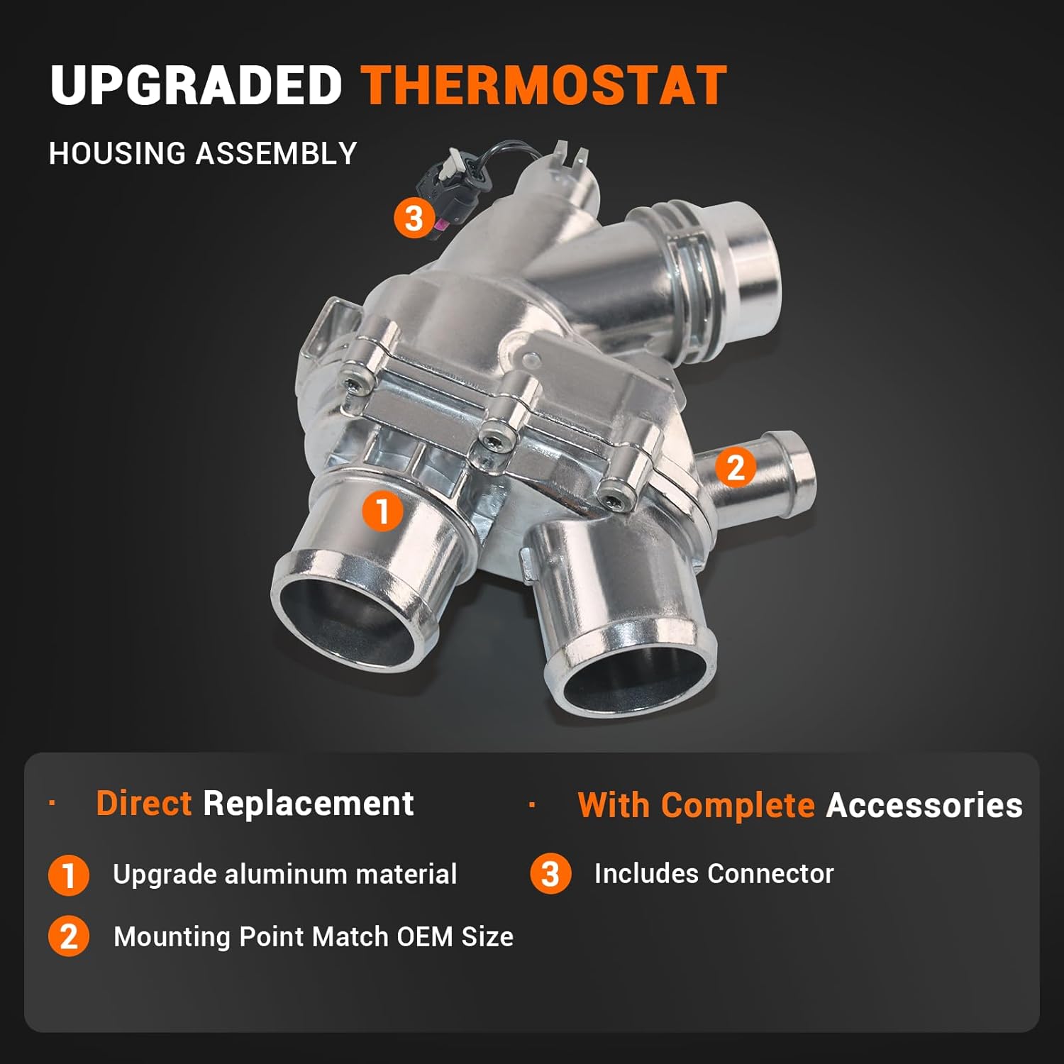 3.0L V6 Aluminum Thermostat Assembly Compatible with 2014-2016 Land Rover LR4 2014-2019 Land Rover Range Rover 2013-2020 Jaguar XF Replace# LR062498 AJ814048